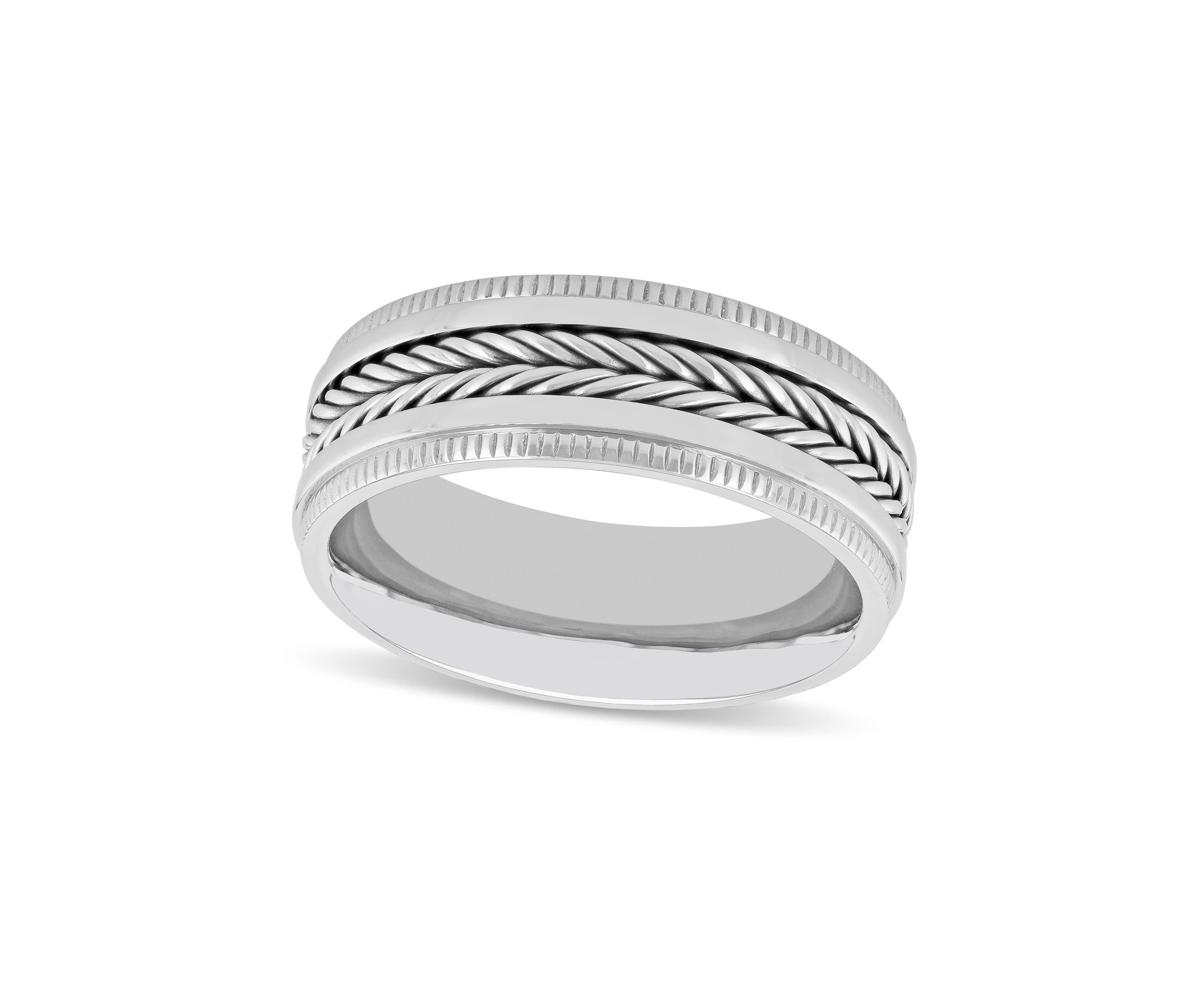Braided Rope Design 8mm Band in Stainless Steel