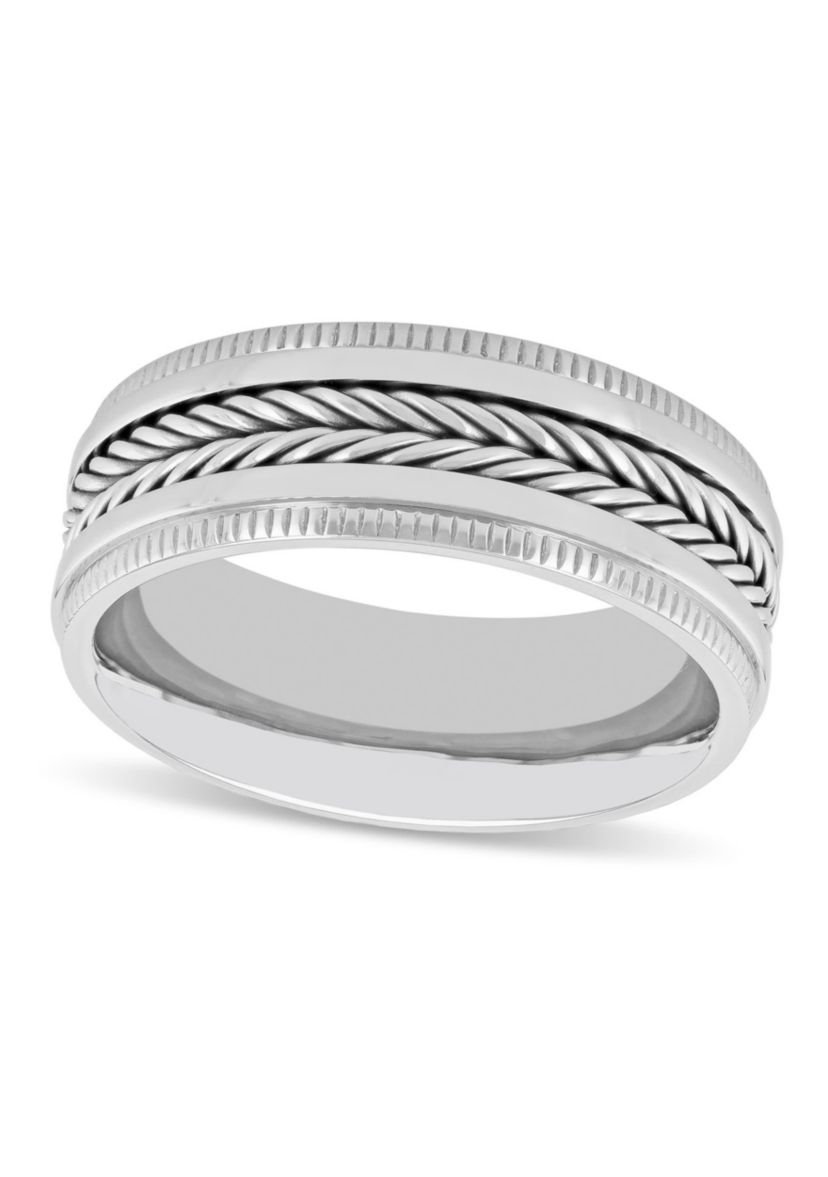Braided Rope Design 8mm Band in Stainless Steel