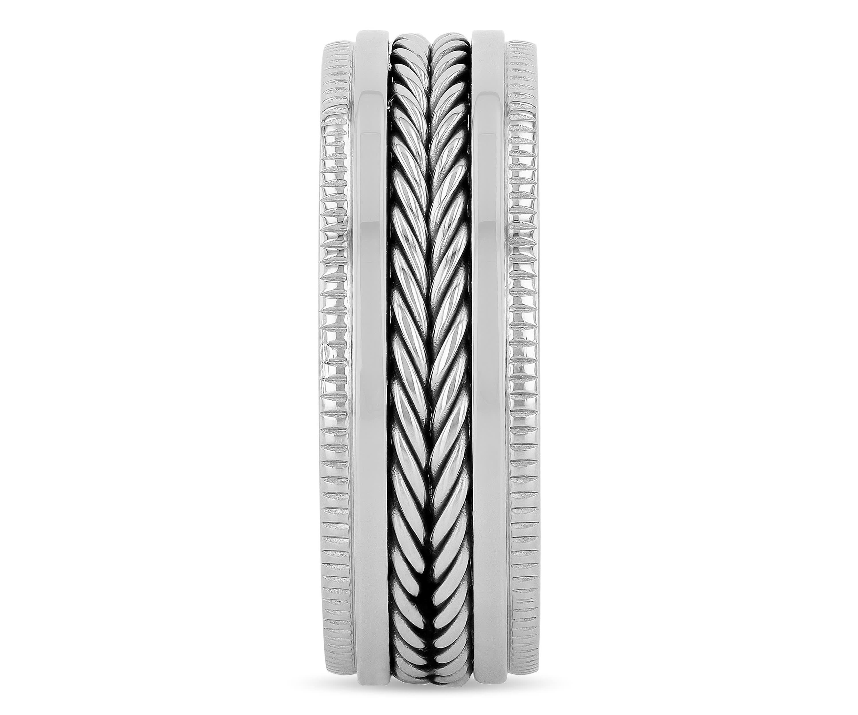 Braided Rope Design 8mm Band in Stainless Steel