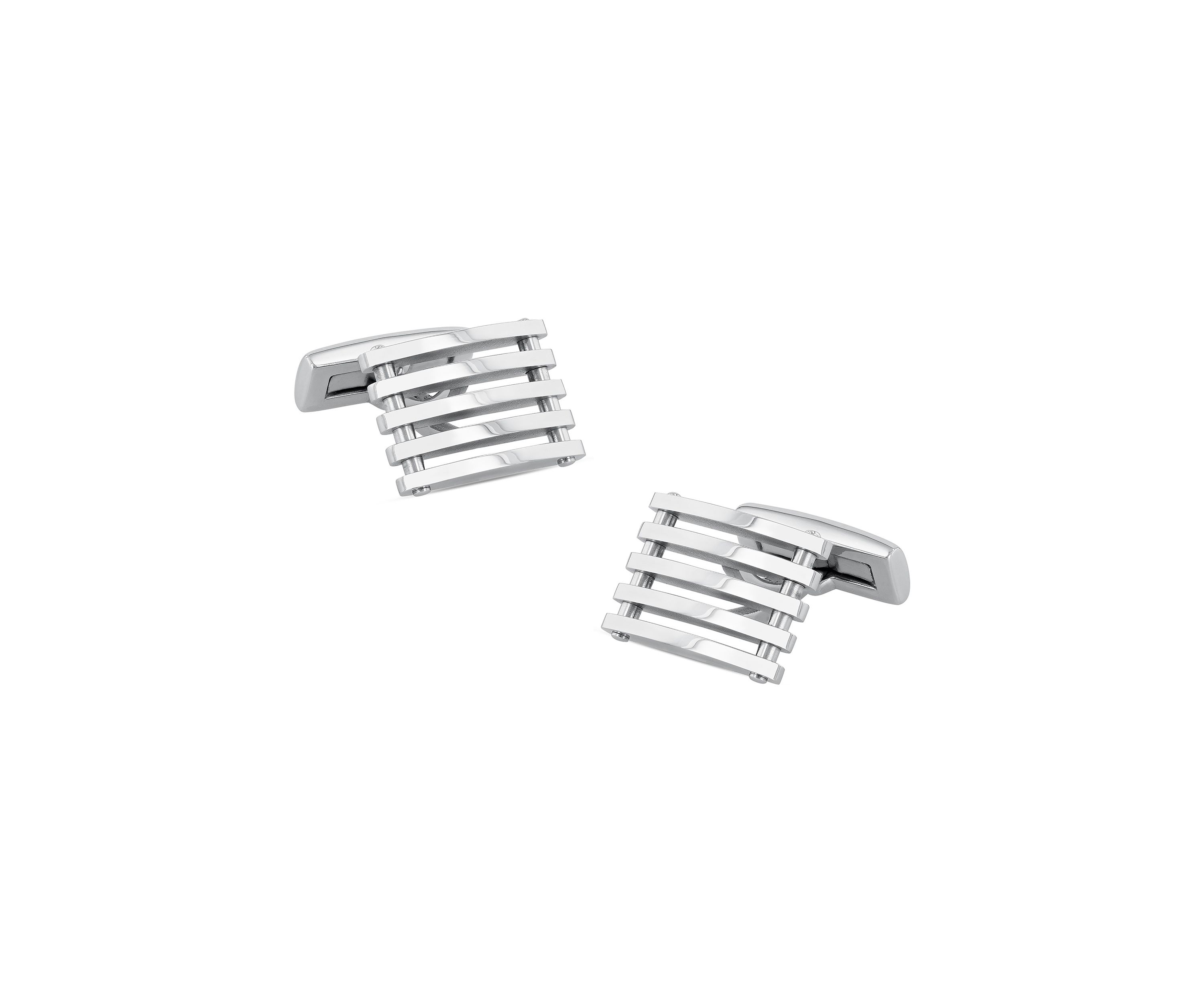 Silver Tone Rectangle Raft Cufflinks in Stainless Steel