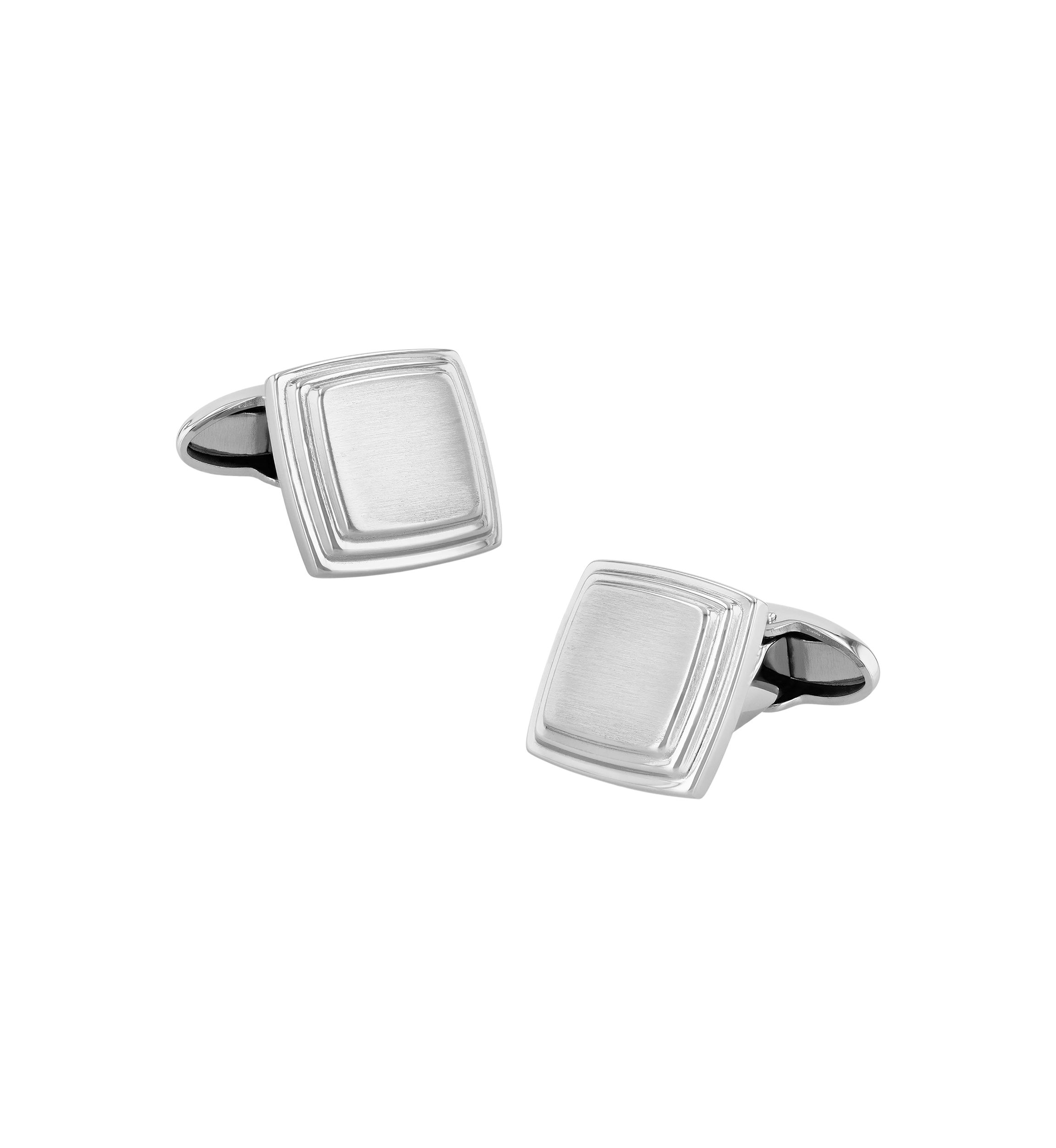 Silver Tone Square Cufflinks in Stainless Steel