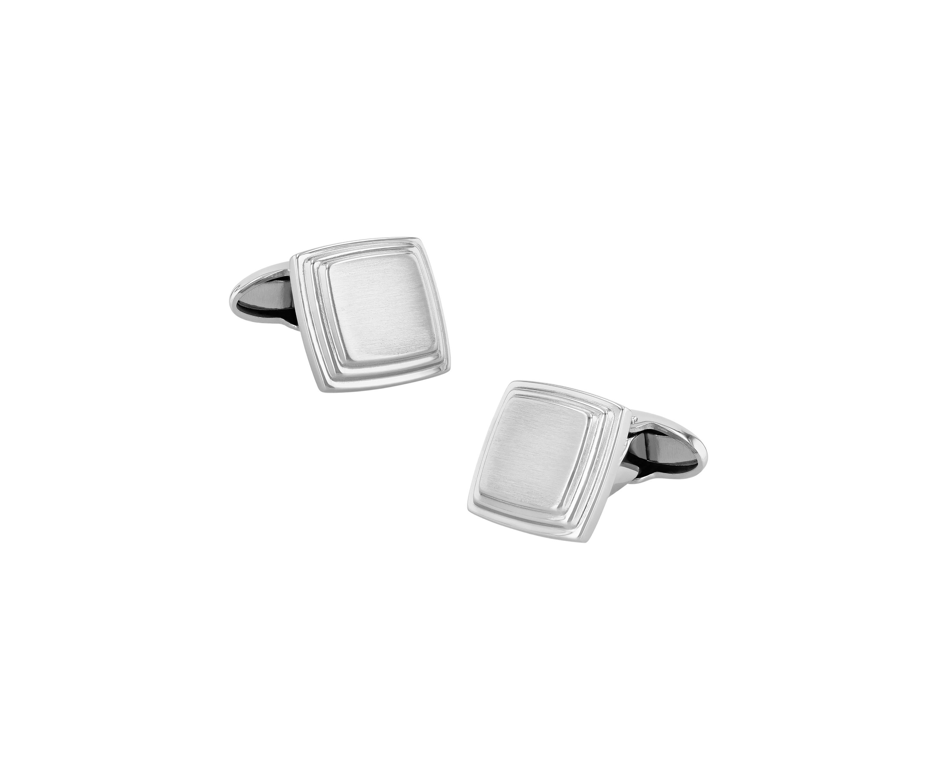 Silver Tone Square Cufflinks in Stainless Steel
