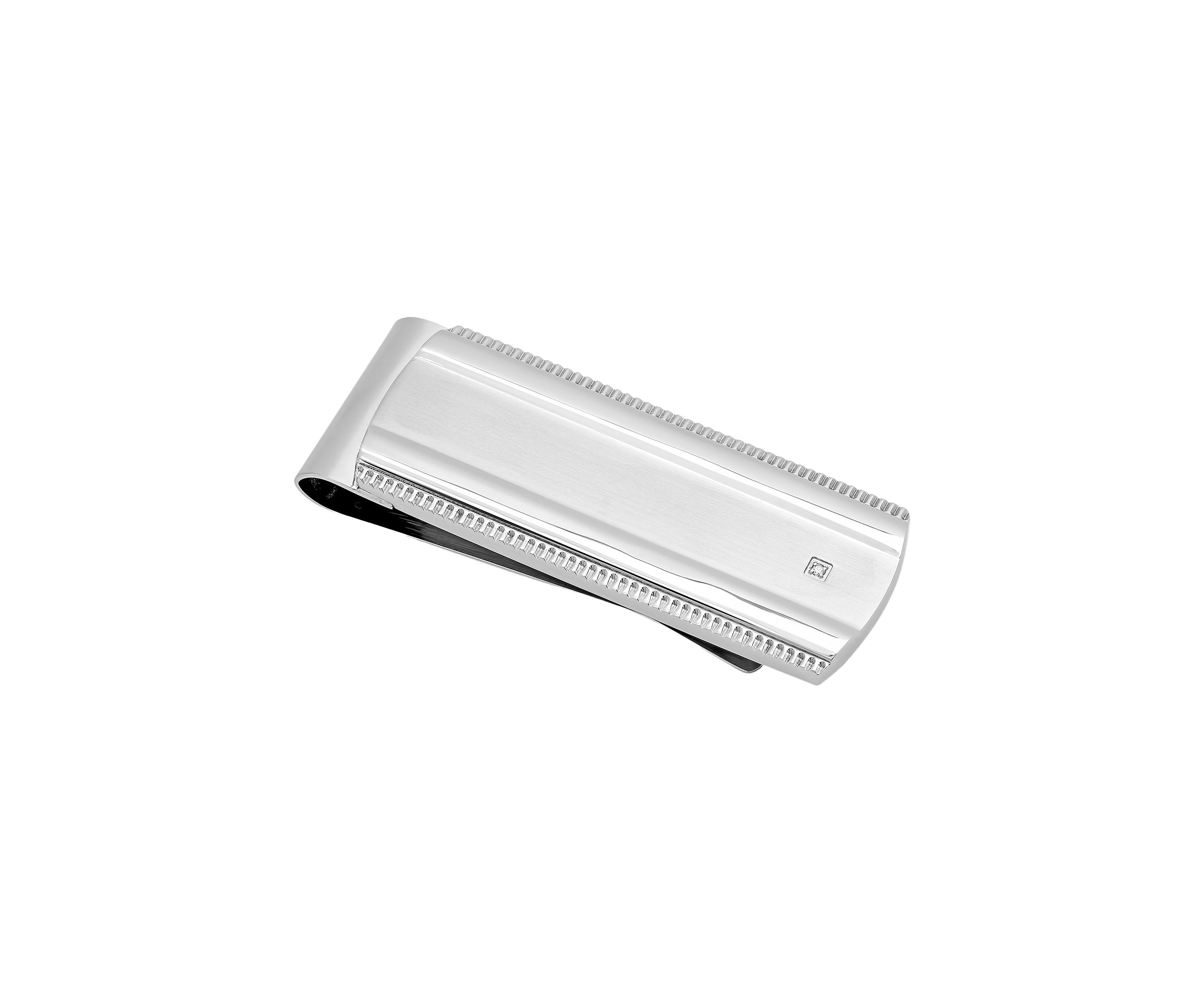  1/10 ct. t.w. Diamond Accent Zipper Edge Money Clip in Stainless Steel