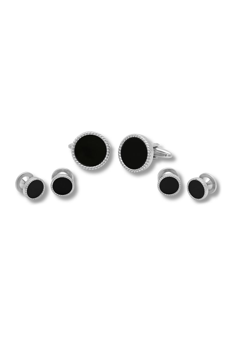 Tuxedo Studs and Cufflinks Set in Stainless Steel