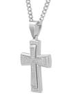 3/8 ct. t.w. Diamond Stacked Cross Pendant in Stainless Steel