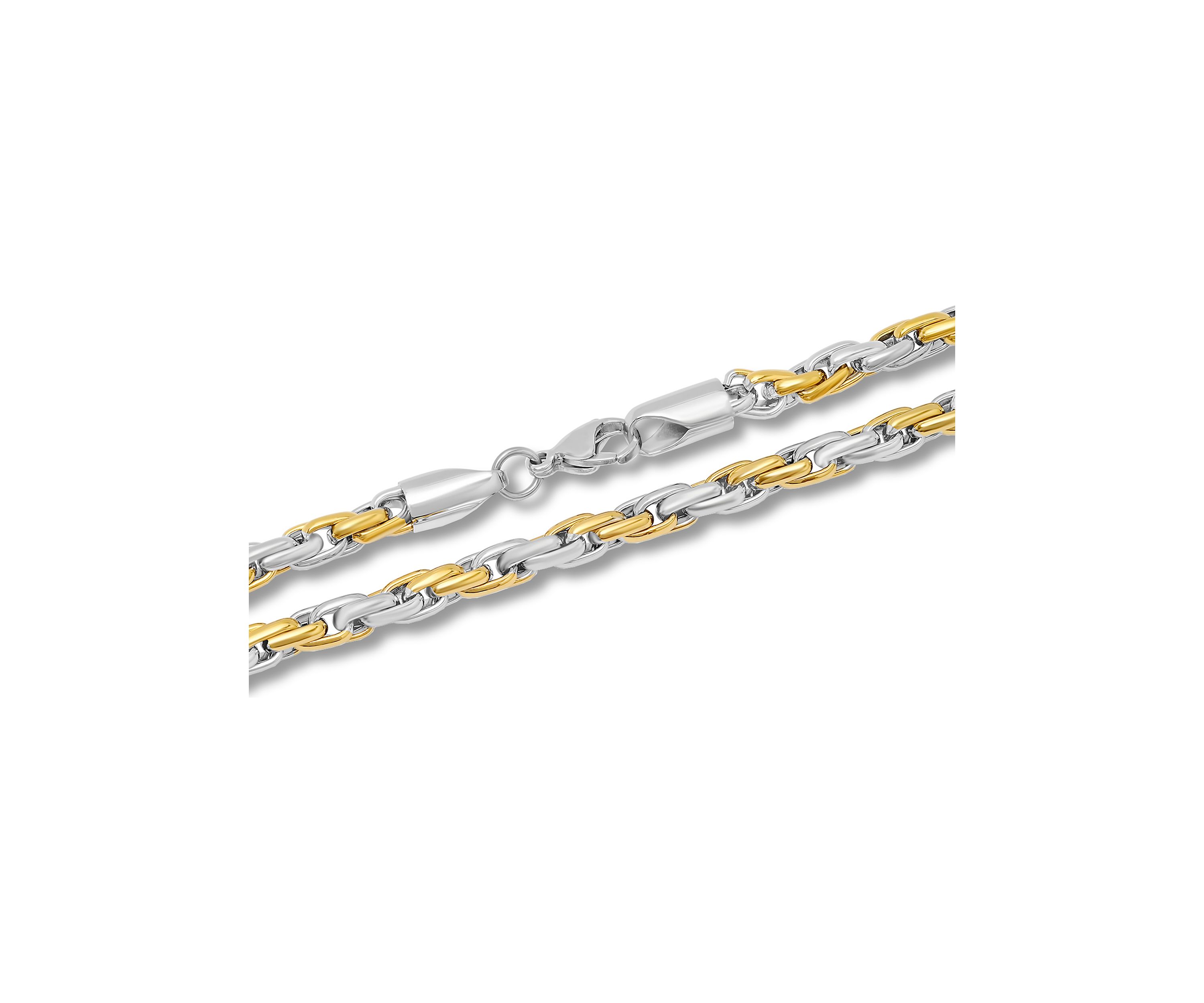 Rope Link Chain Bracelet and Necklace Set in Two-Tone Stainless Steel