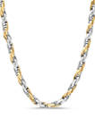 Rope Link Chain Bracelet and Necklace Set in Two-Tone Stainless Steel