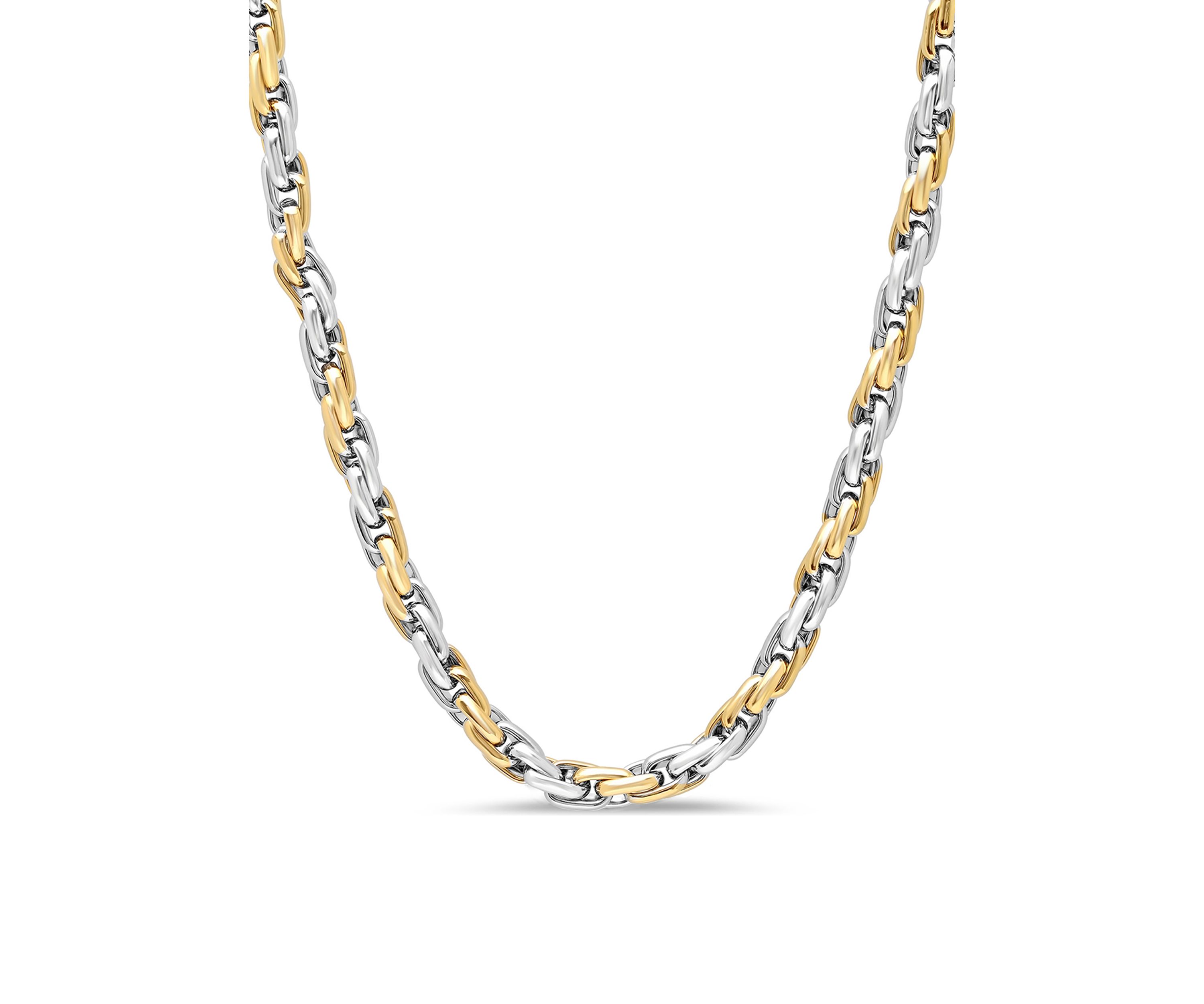 Rope Link Chain Bracelet and Necklace Set in Two-Tone Stainless Steel