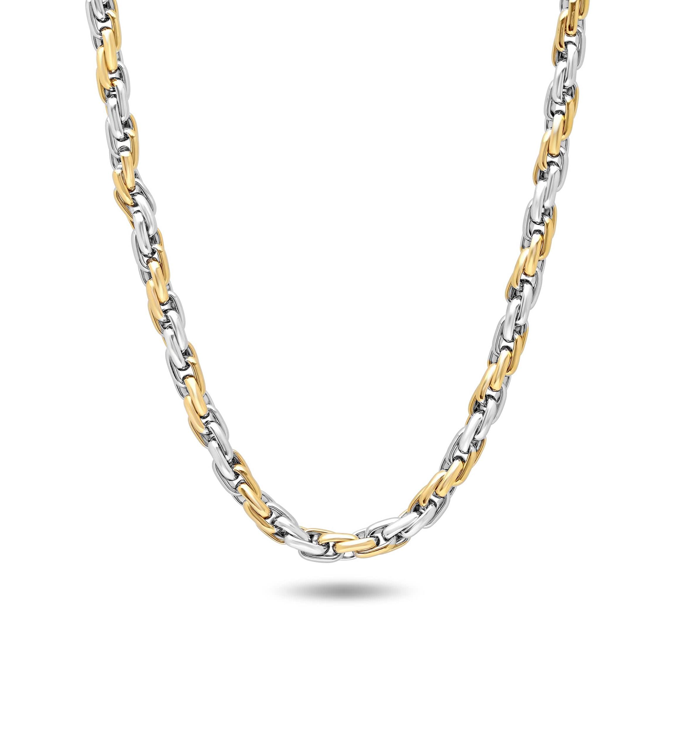 Stainless Steel Mens Two-Tone Rope Chain