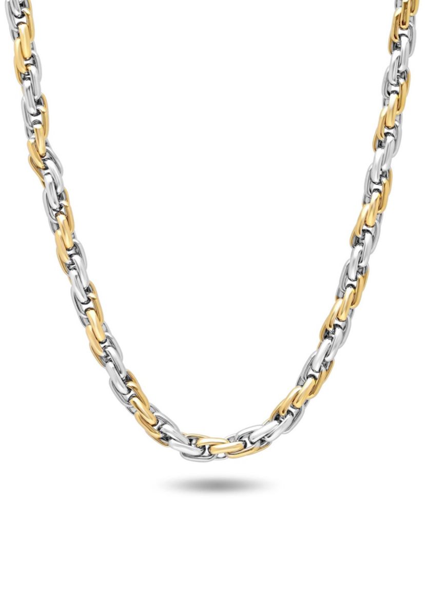 Stainless Steel Mens Two-Tone Rope Chain