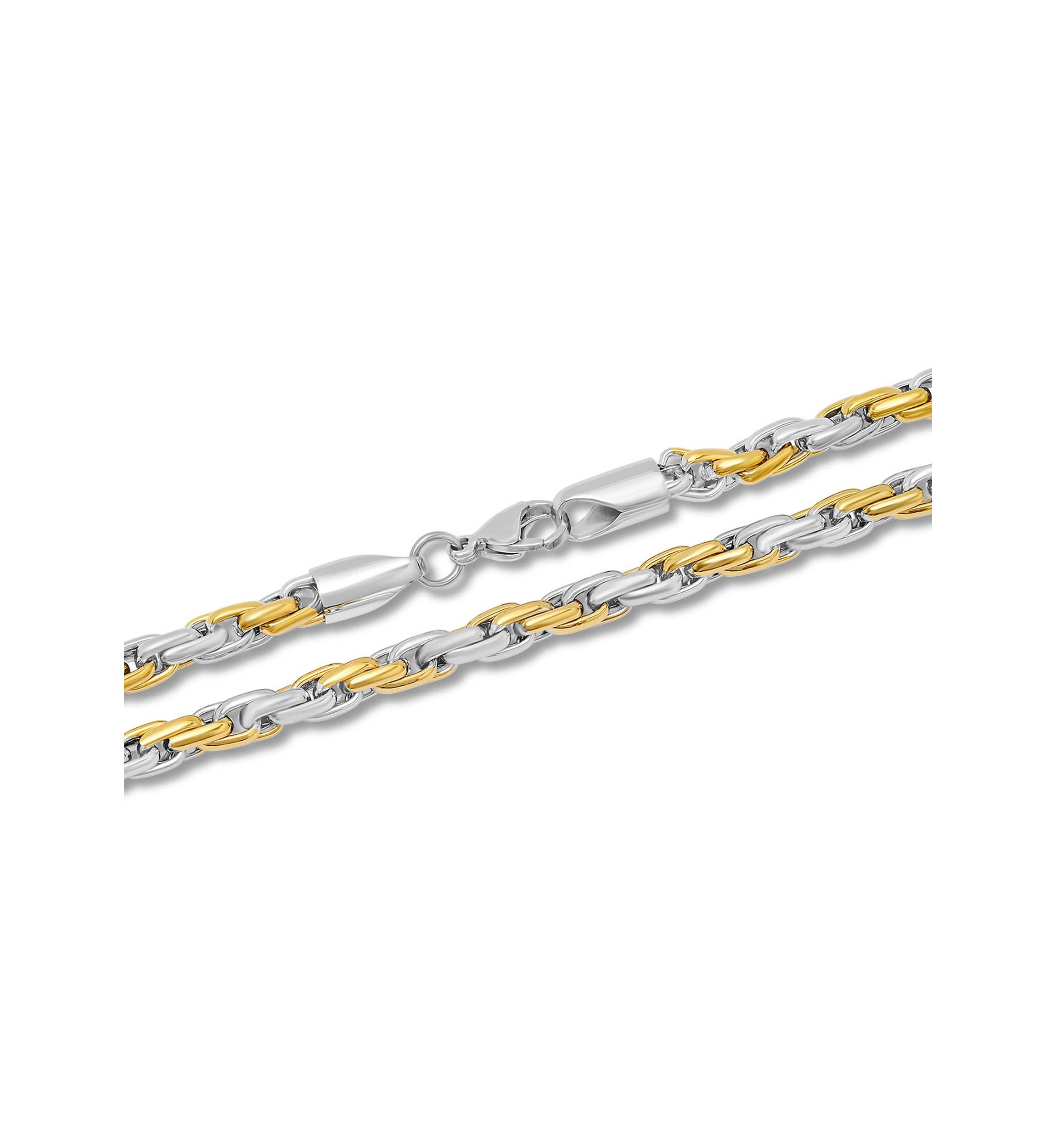 Stainless Steel Mens Two-Tone Rope Chain