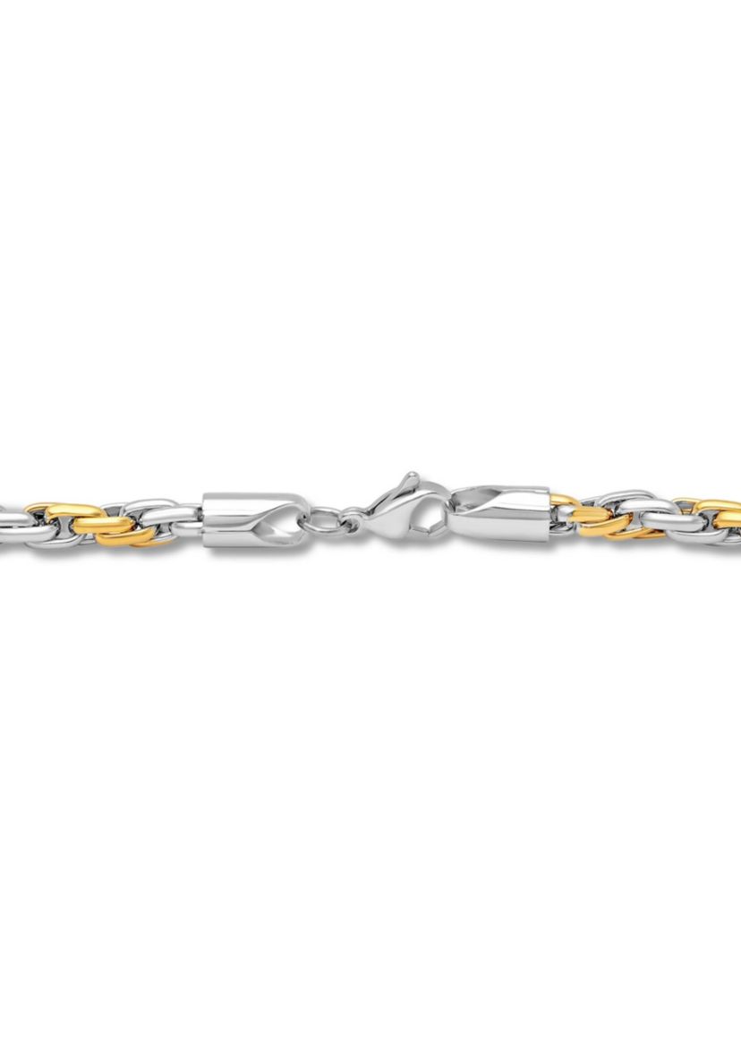 Stainless Steel Mens Two-Tone Rope Chain