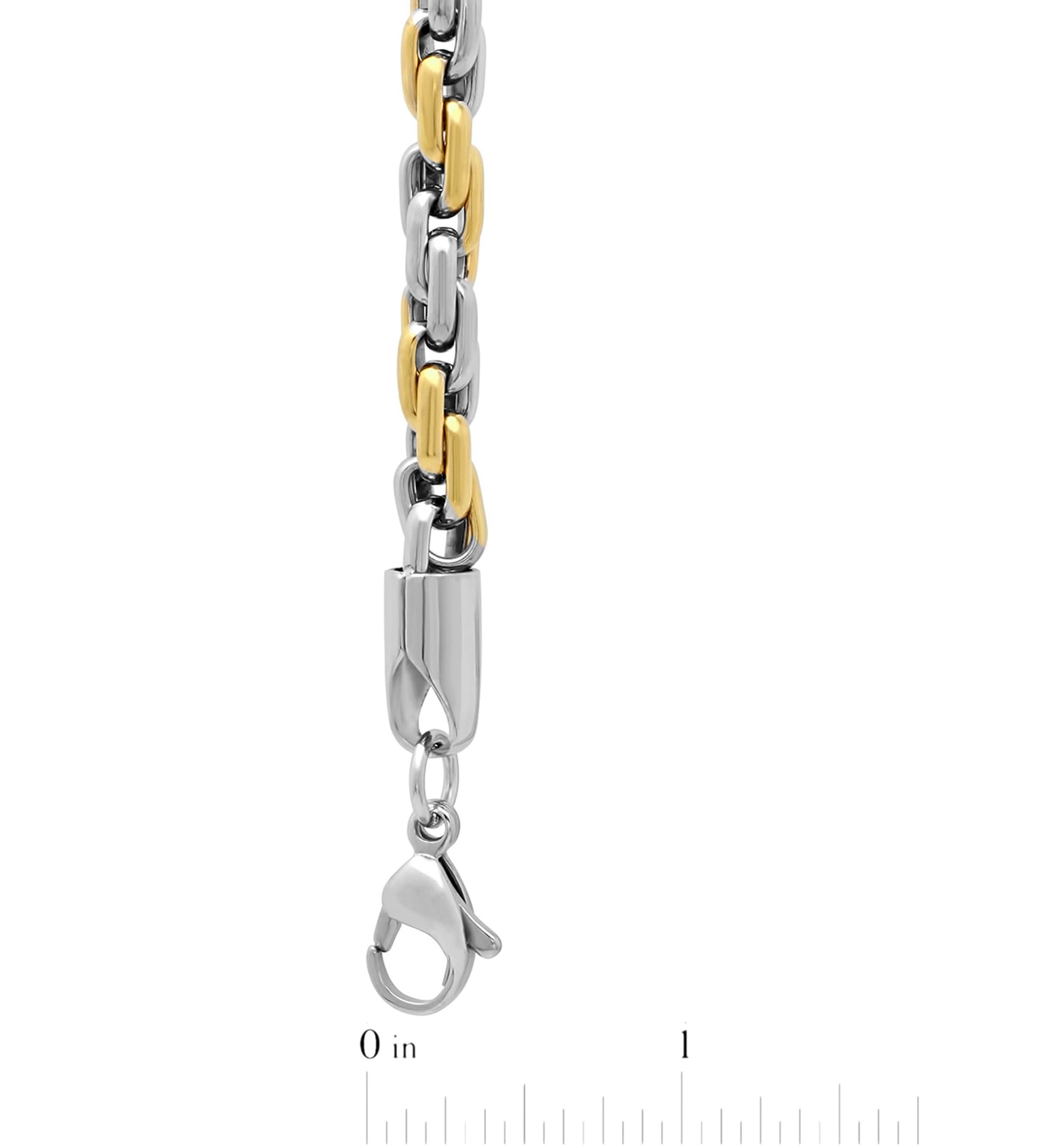 Stainless Steel Mens Two-Tone Rope Chain