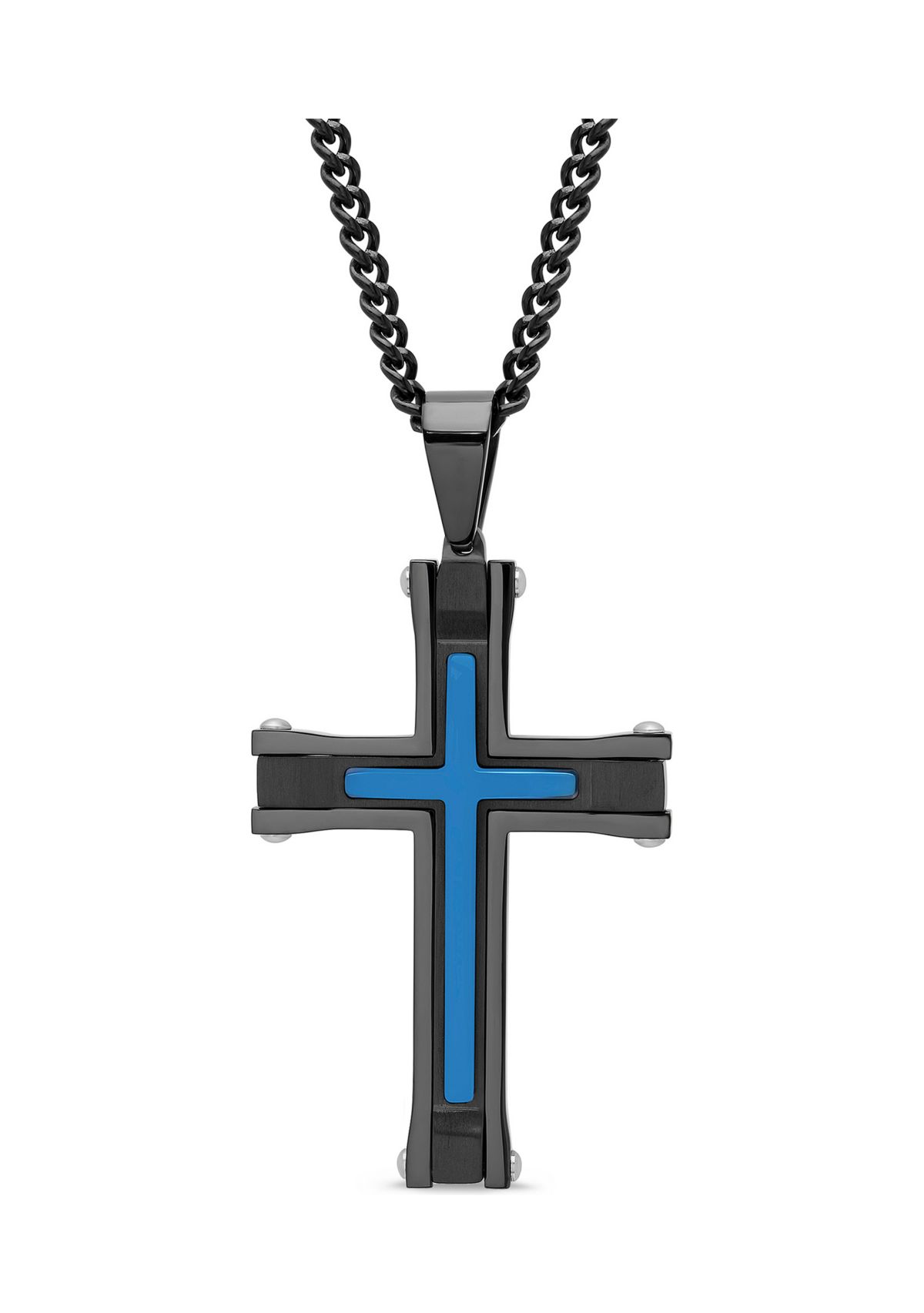 Stacked Cross Pendant in Two-Tone Stainless Steel