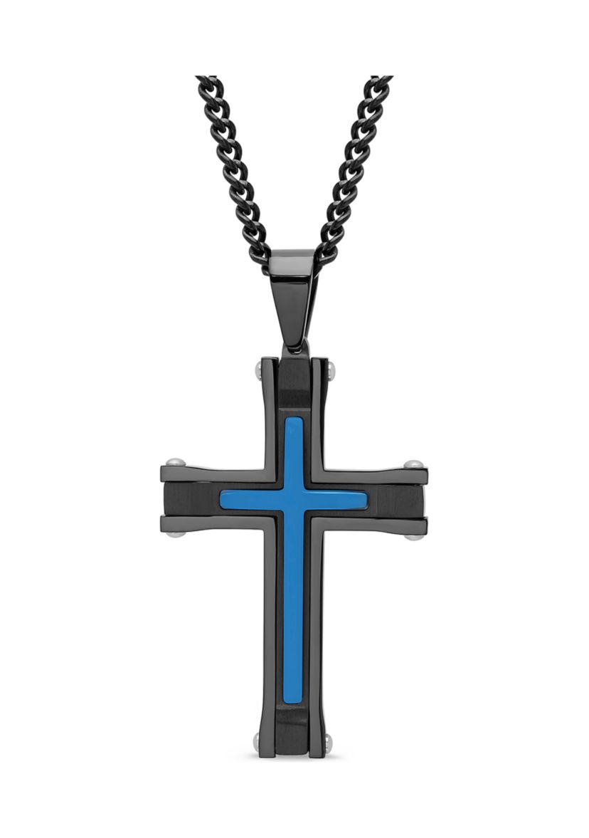 Stacked Cross Pendant in Two-Tone Stainless Steel