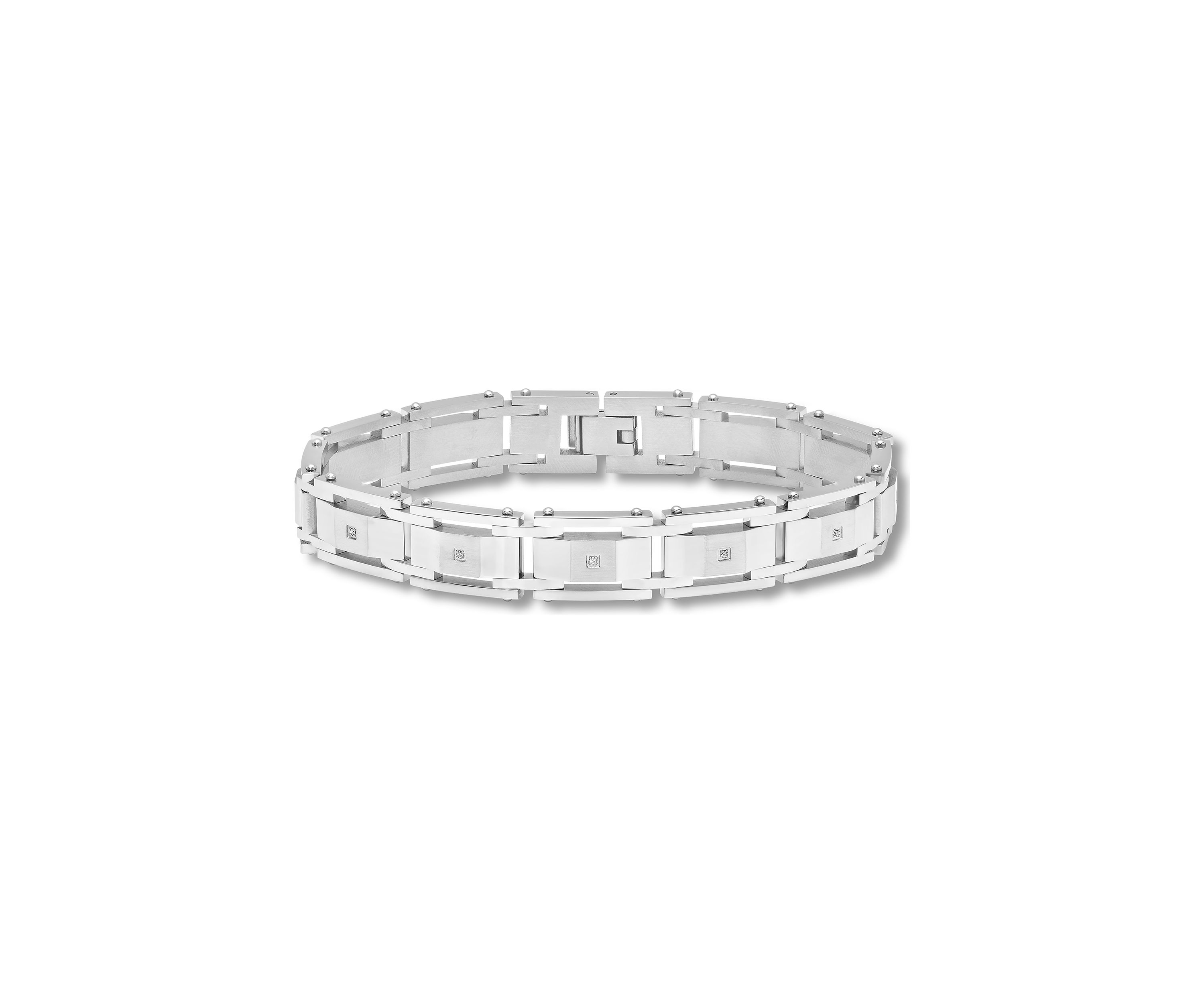 1/10 ct. t.w. Diamond Link Bracelet in Stainless Steel