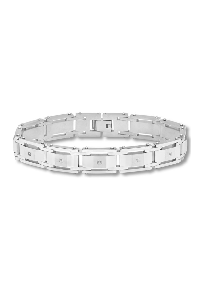 1/10 ct. t.w. Diamond Link Bracelet in Stainless Steel