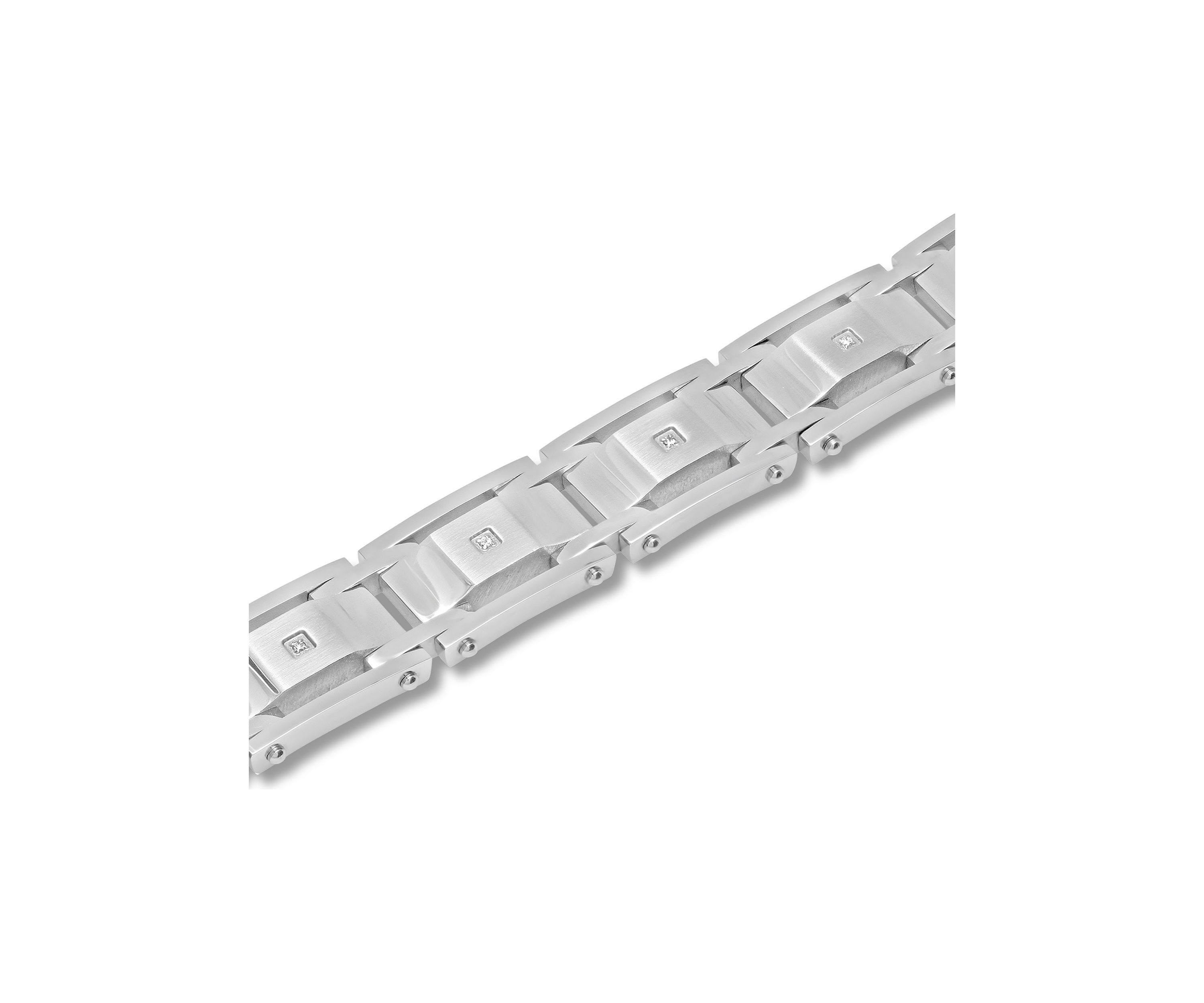 1/10 ct. t.w. Diamond Link Bracelet in Stainless Steel