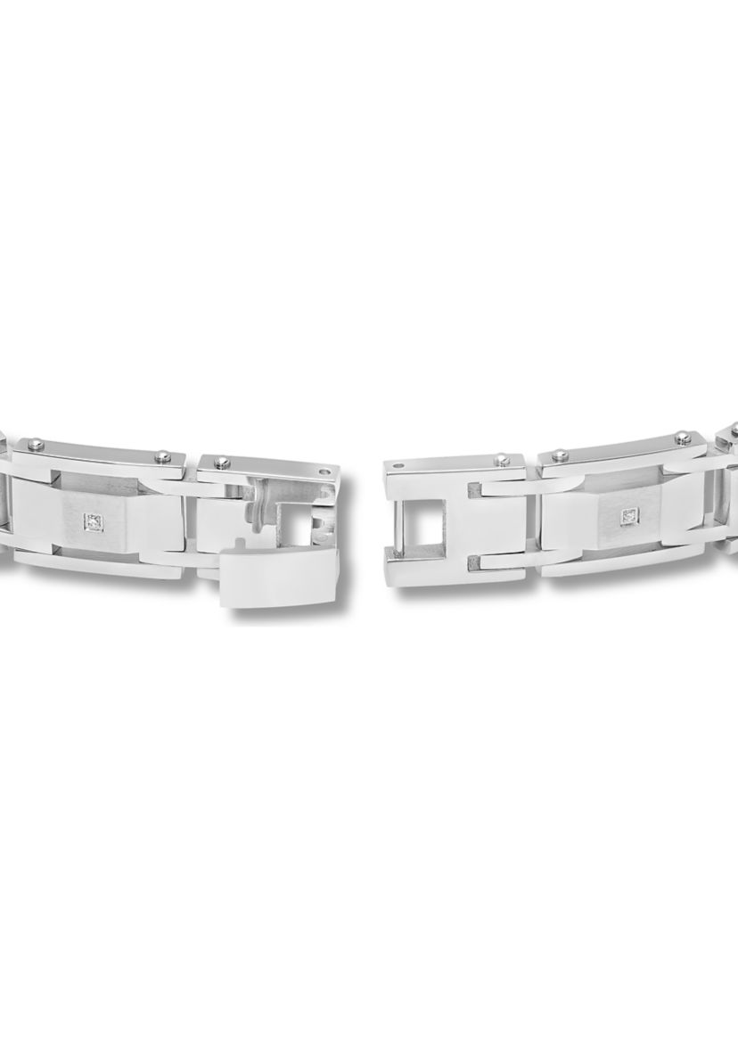 1/10 ct. t.w. Diamond Link Bracelet in Stainless Steel