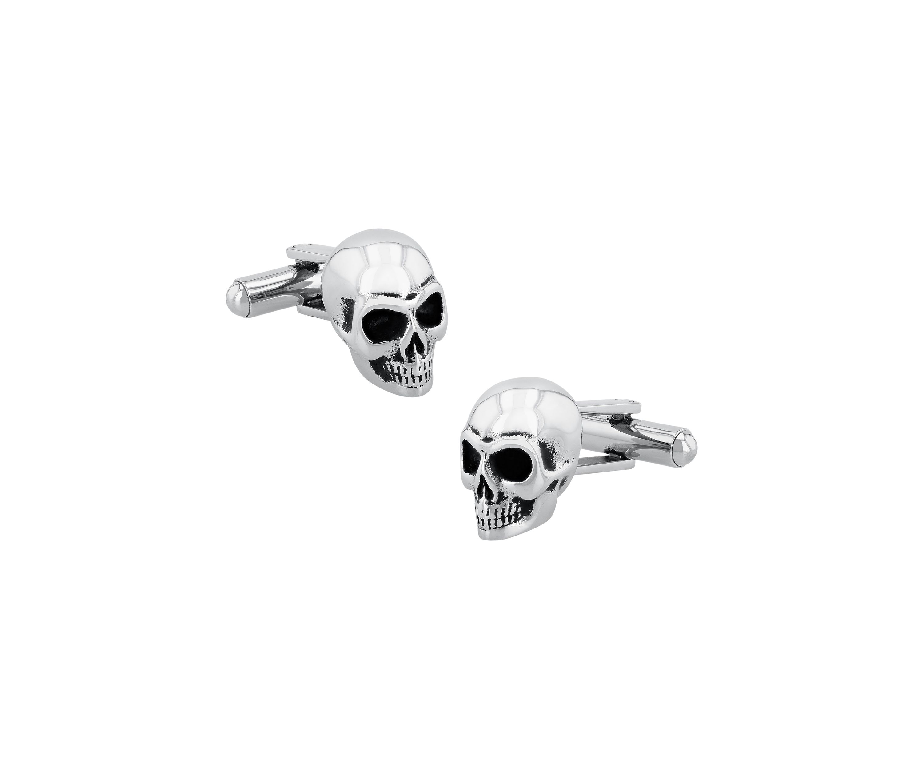 Silver Tone Skull Cufflinks in Stainless Steel