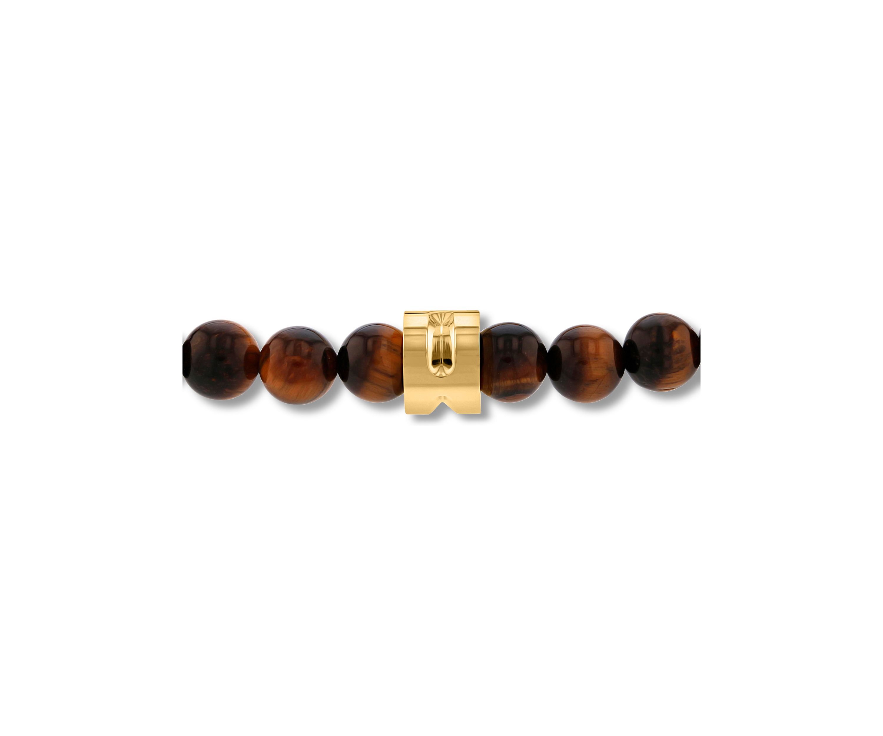 Tigers Eye Bead and Gold-Tone Stainless Steel Bolo Bracelet