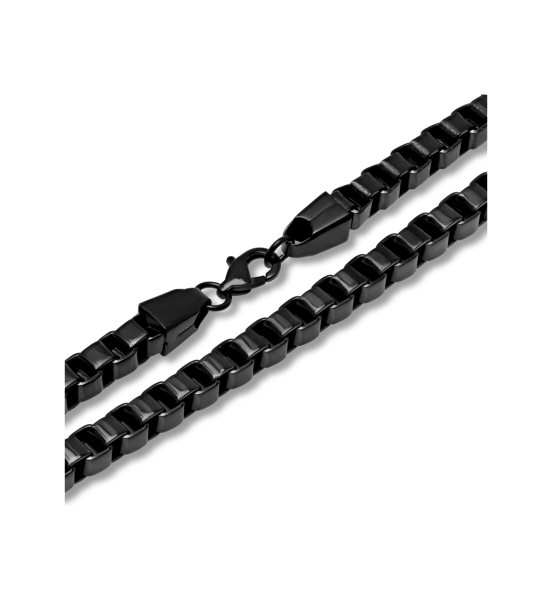 Box Link Chain Necklace in Black Stainless Steel