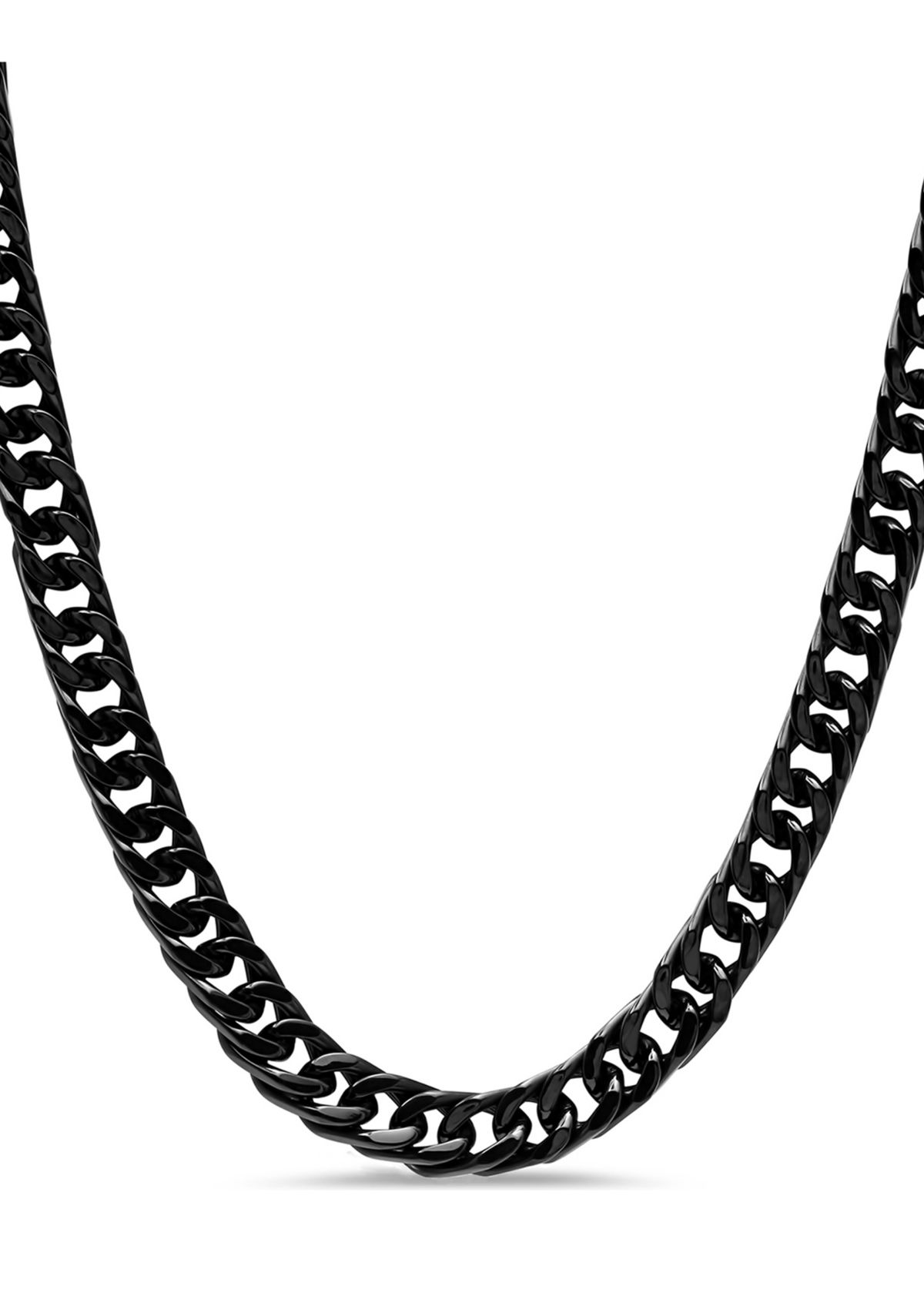 Curb Link Chain Necklace in Black Stainless Steel