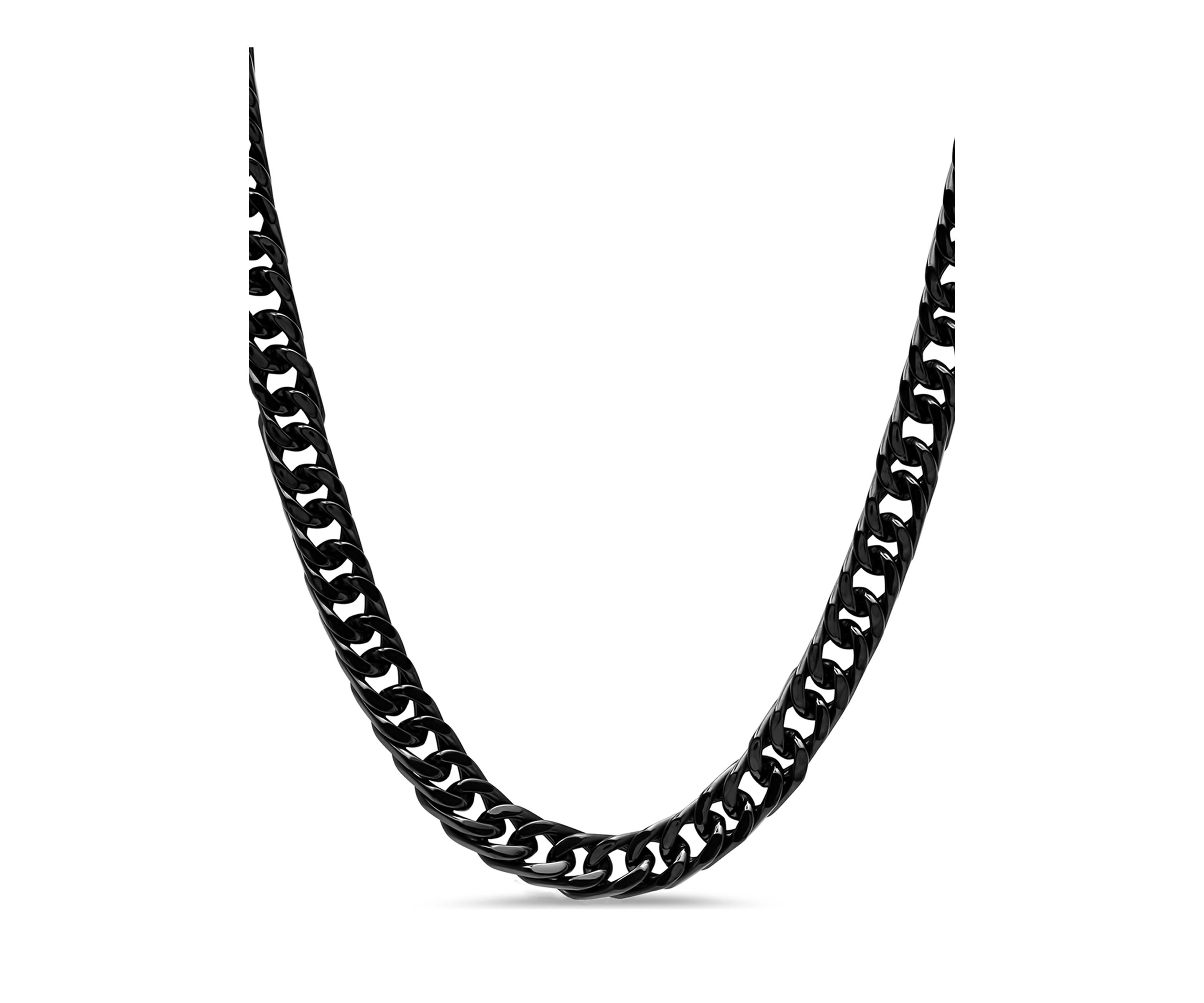 Curb Link Chain Necklace in Black Stainless Steel