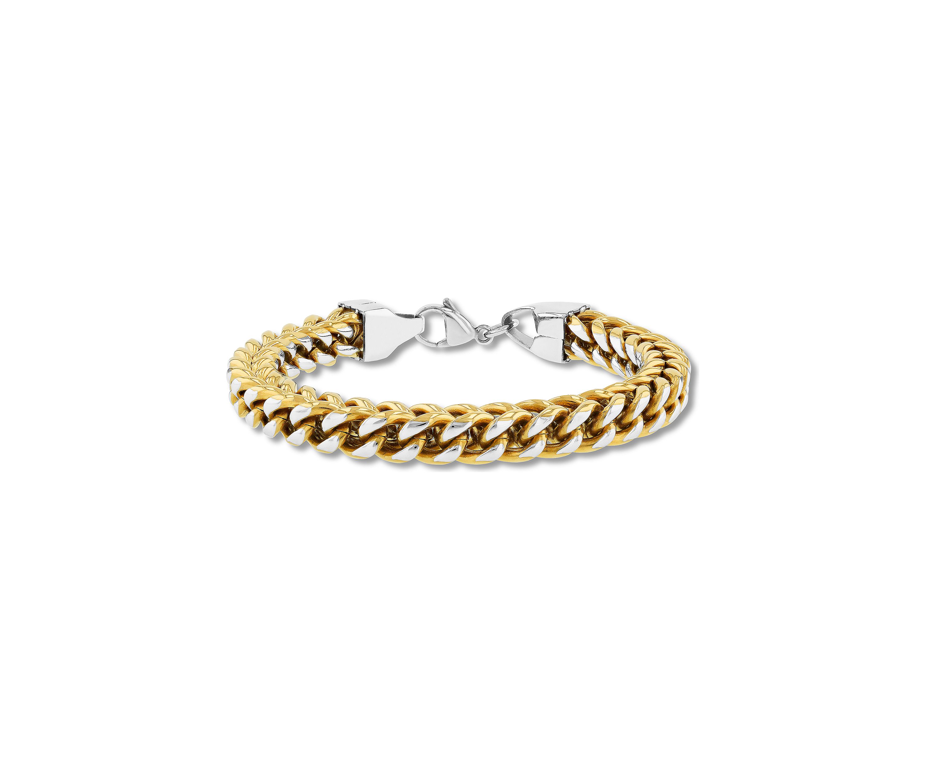 Franco Link Chain Bracelet and Necklace Set in Gold-Tone Stainless Steel