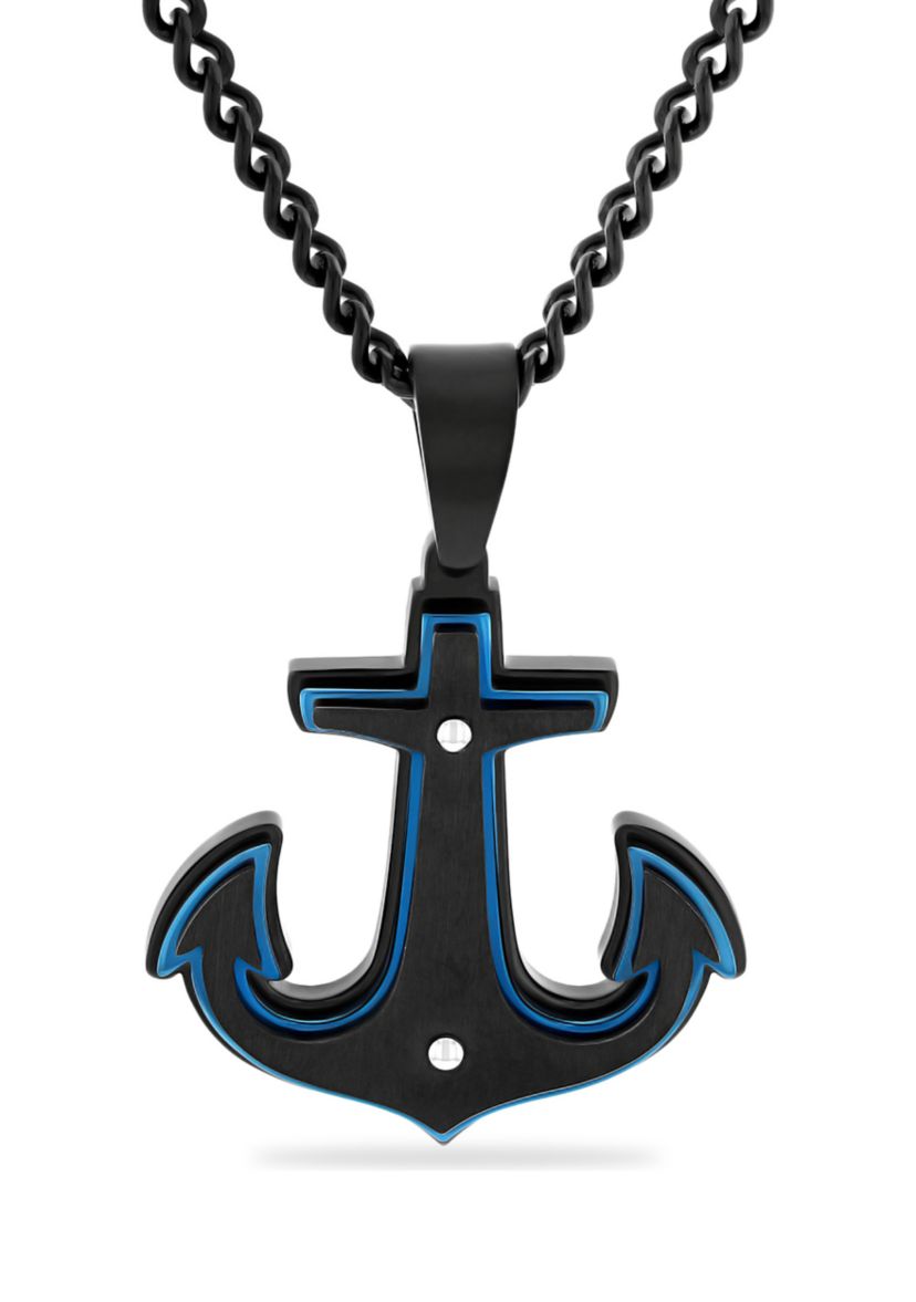 Stacked Anchor Pendant in Two-Tone Stainless Steel