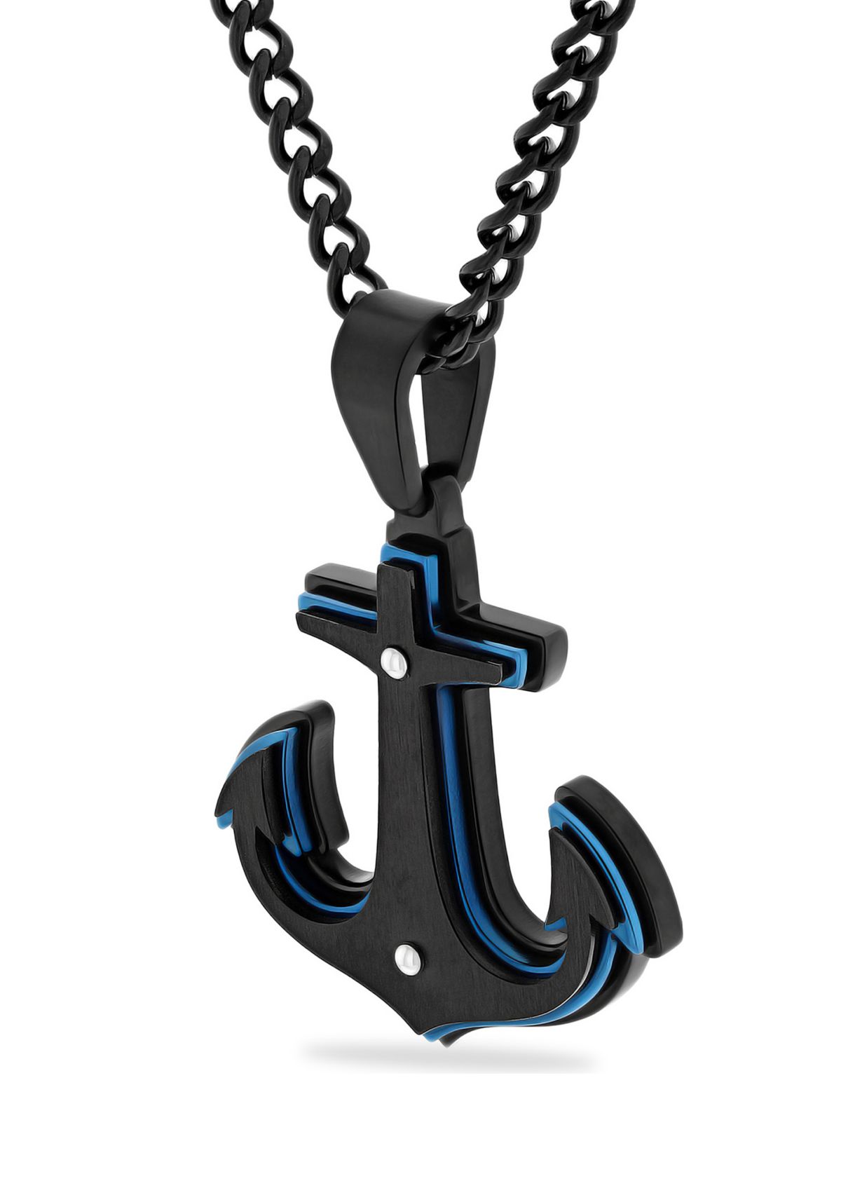 Stacked Anchor Pendant in Two-Tone Stainless Steel