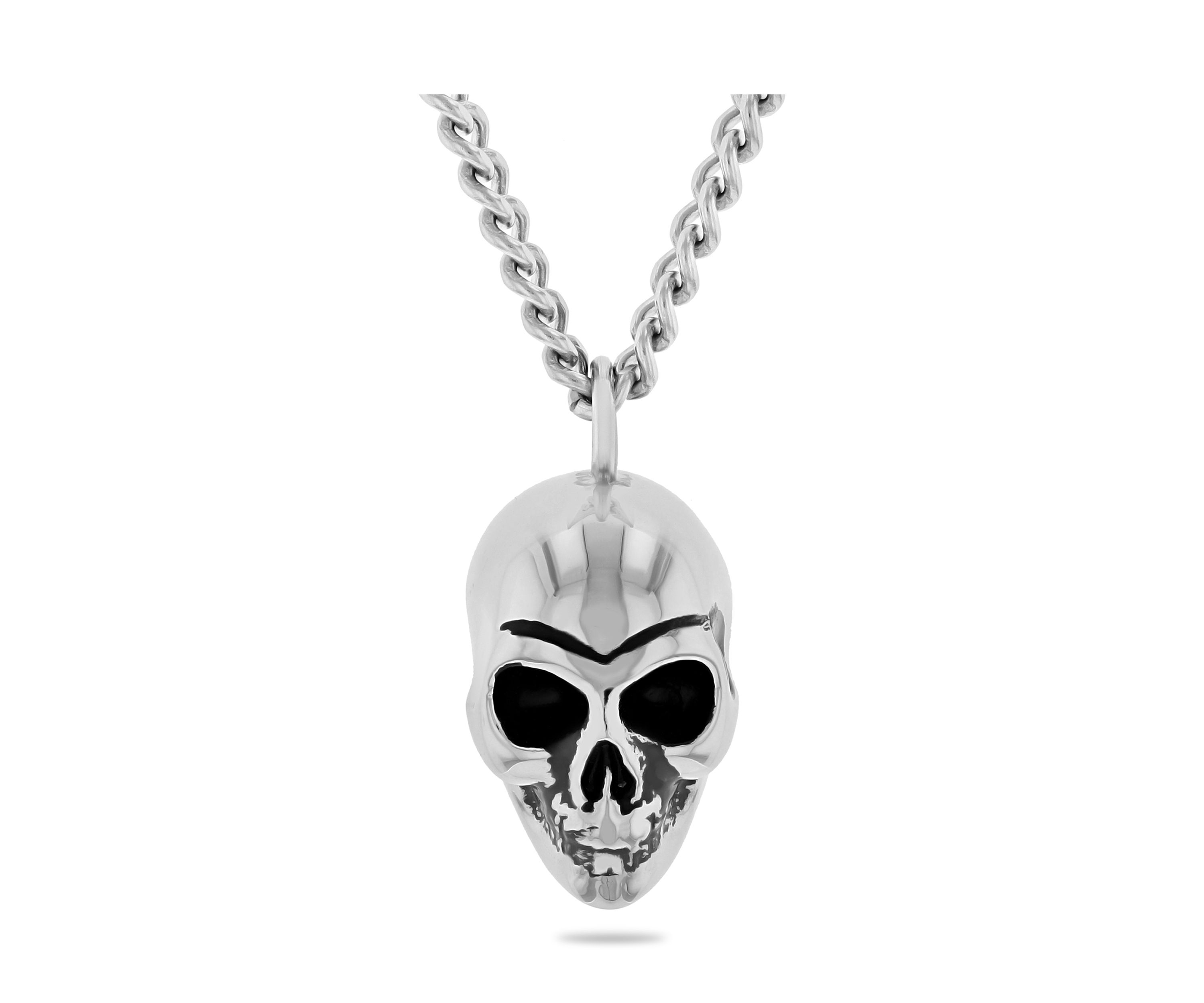 Dark Skull Pendant Necklace in Stainless Steel