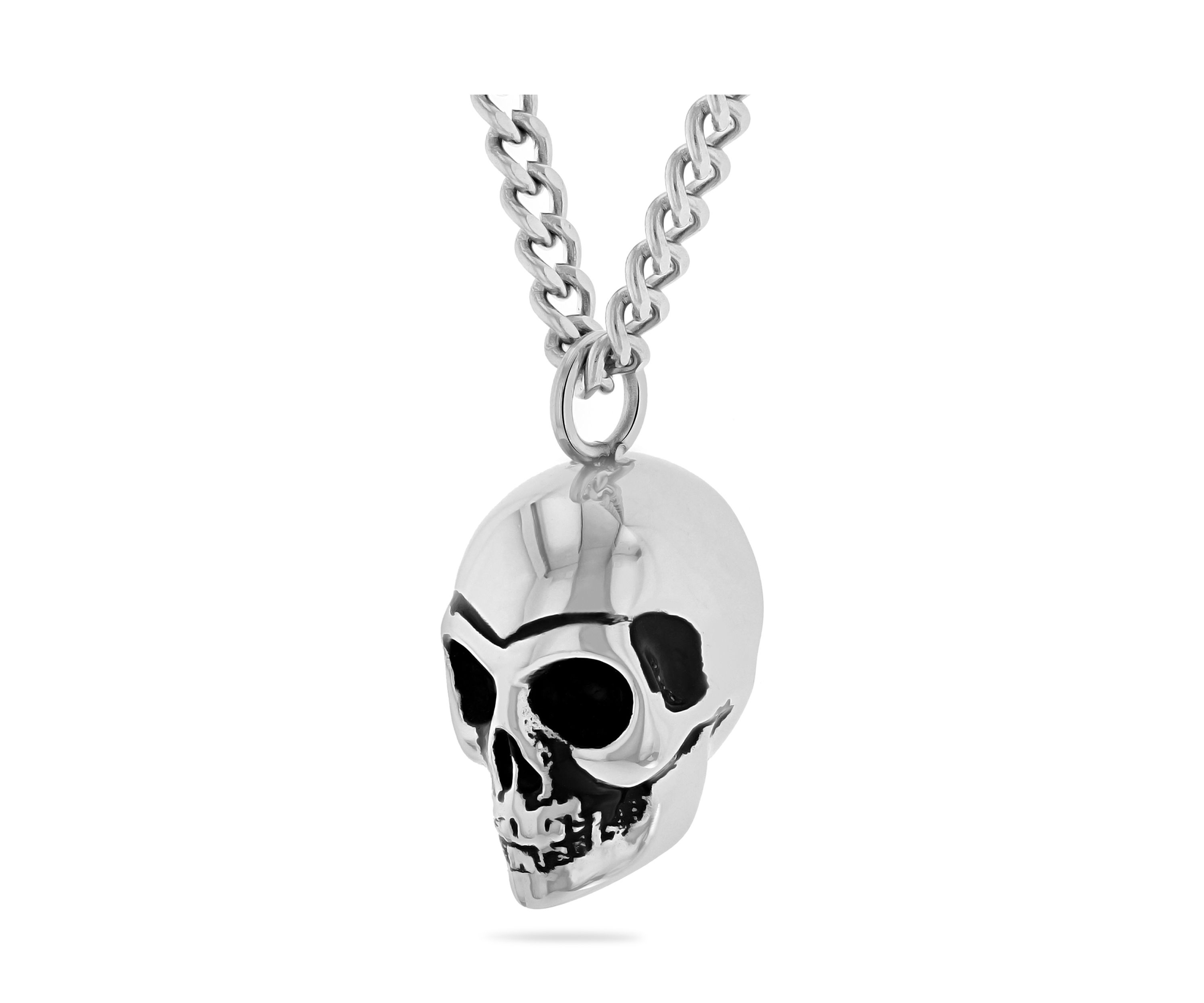 Dark Skull Pendant Necklace in Stainless Steel
