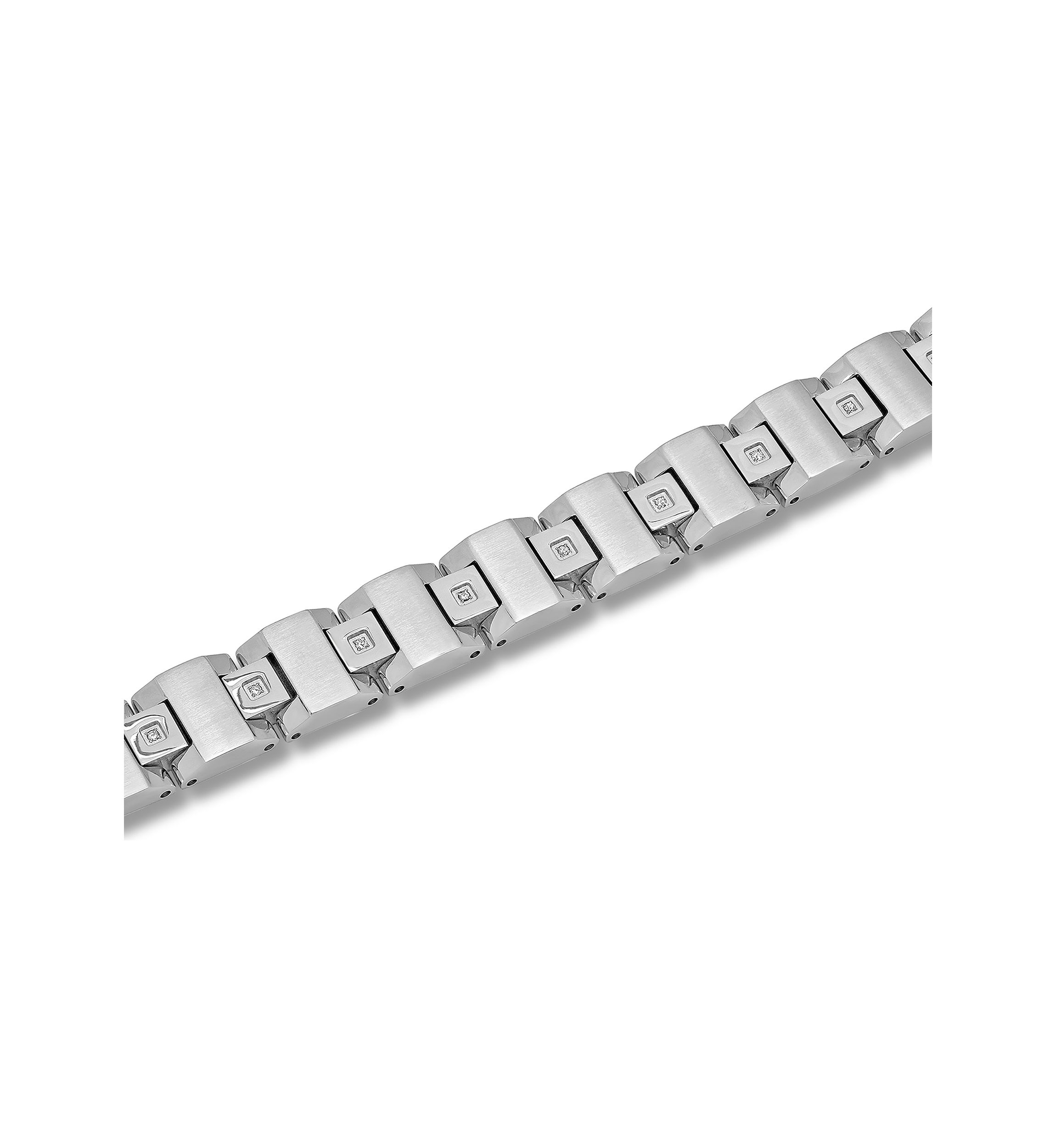 1/10 ct. t.w. Diamond Square Link Bracelet in Stainless Steel