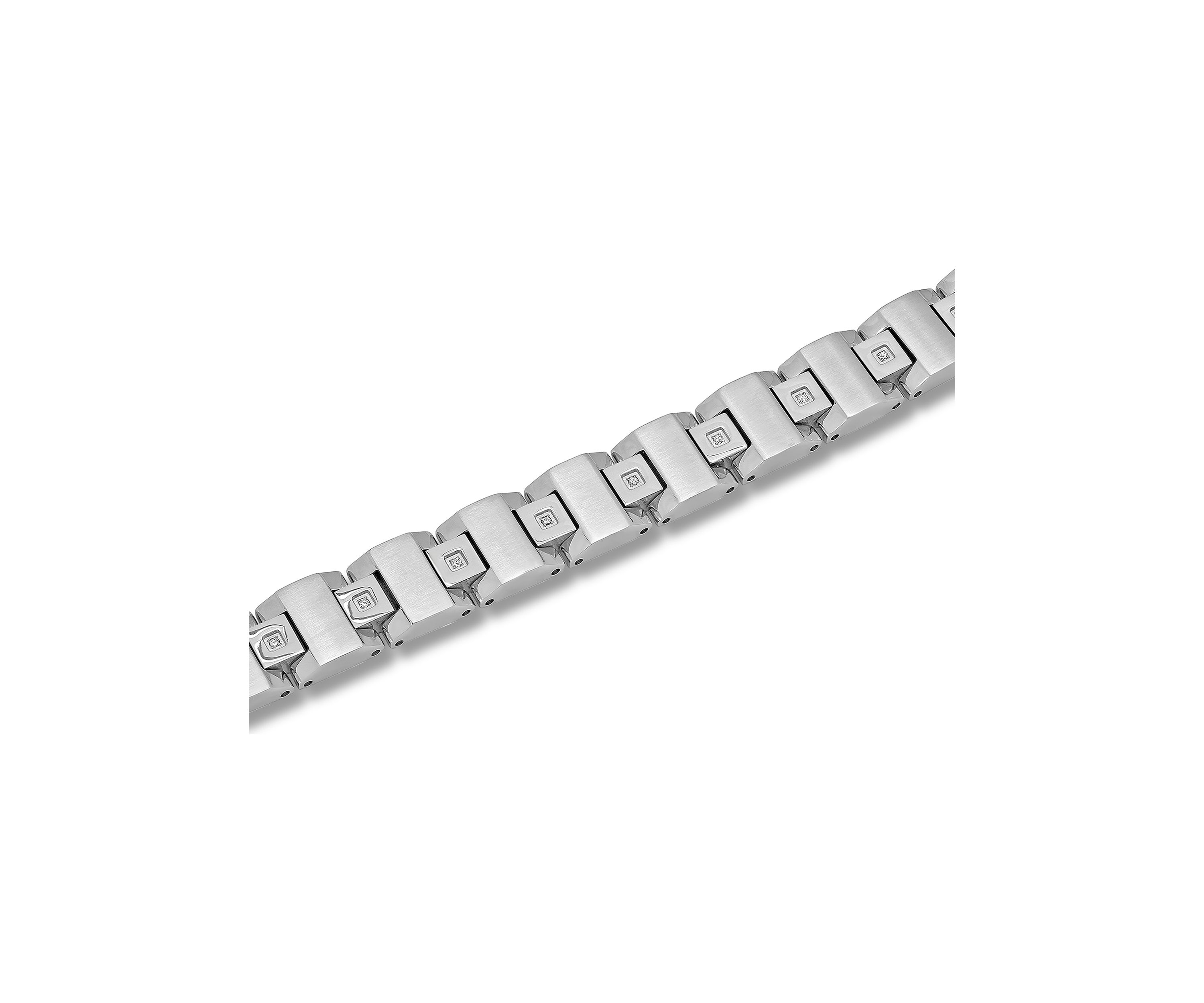 1/10 ct. t.w. Diamond Square Link Bracelet in Stainless Steel
