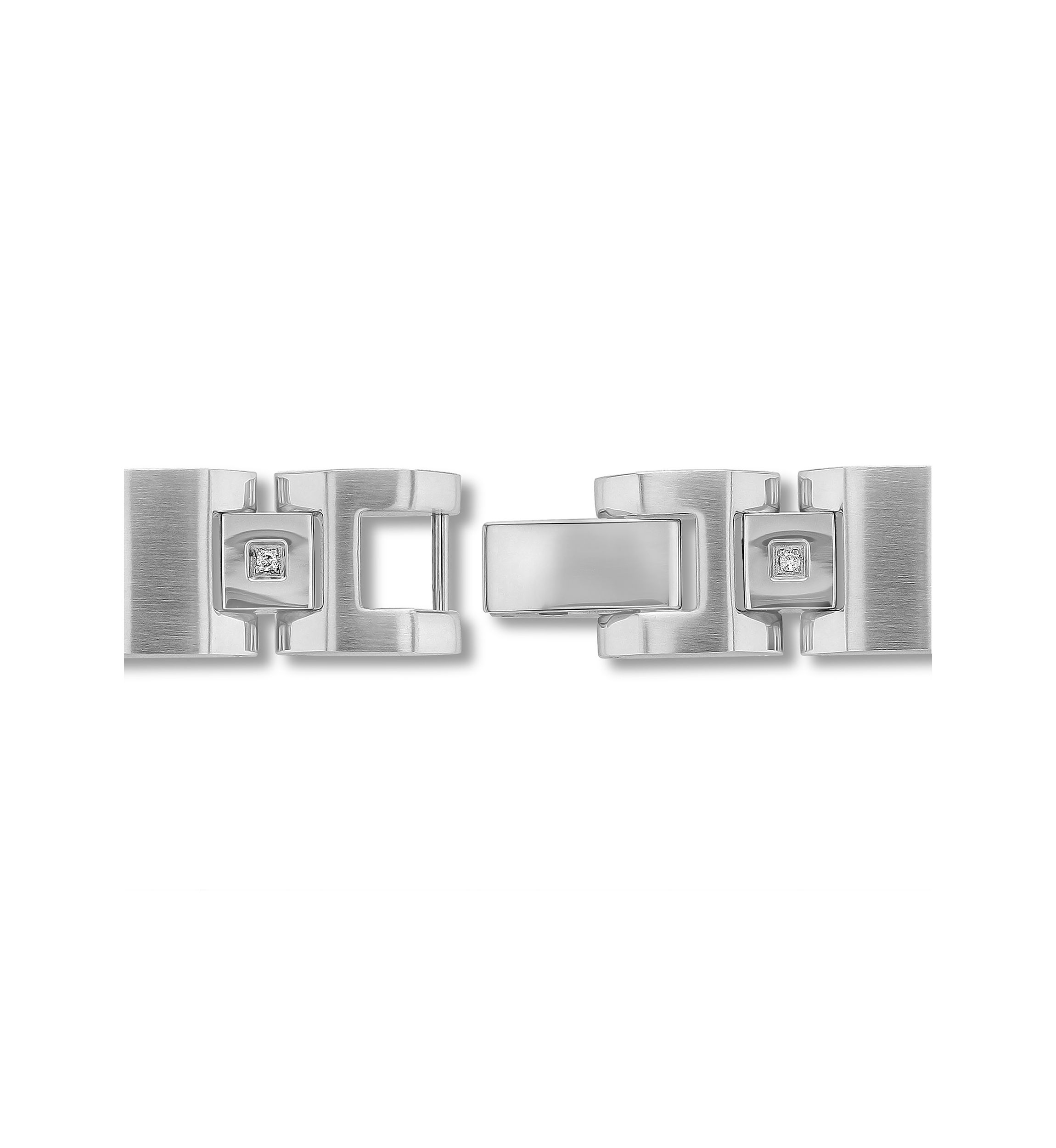 1/10 ct. t.w. Diamond Square Link Bracelet in Stainless Steel