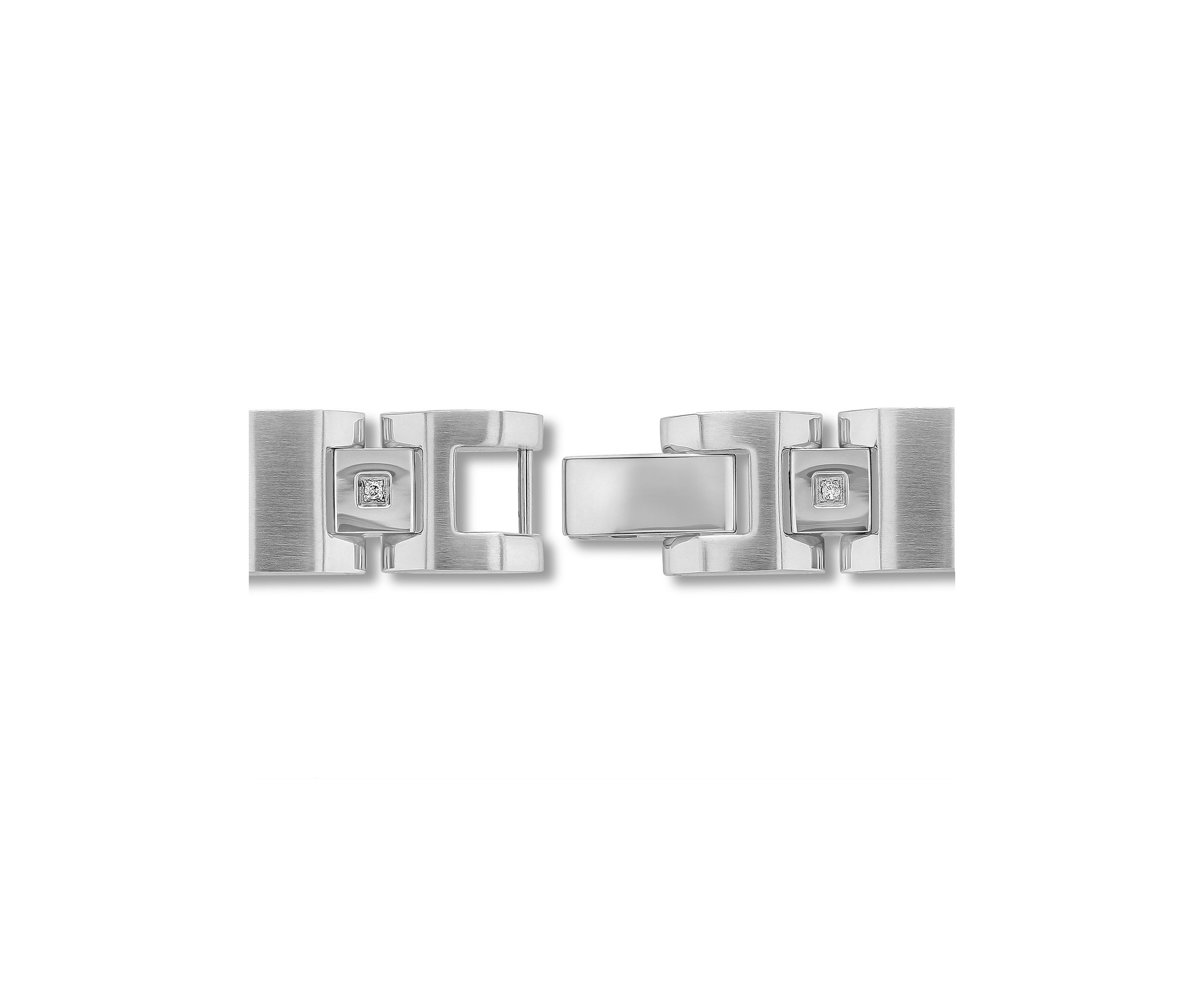 1/10 ct. t.w. Diamond Square Link Bracelet in Stainless Steel
