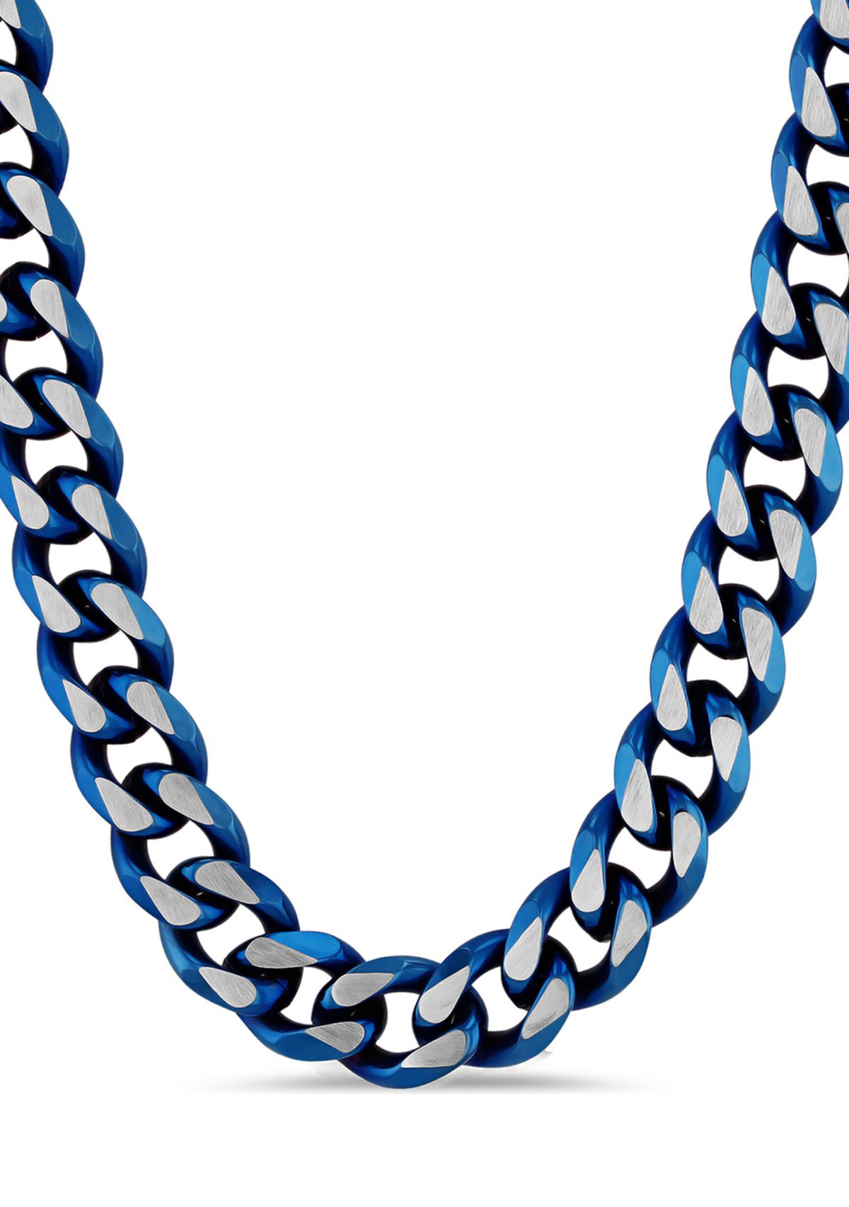Beveled Curb Link Chain Necklace in Two-Tone Stainless Steel