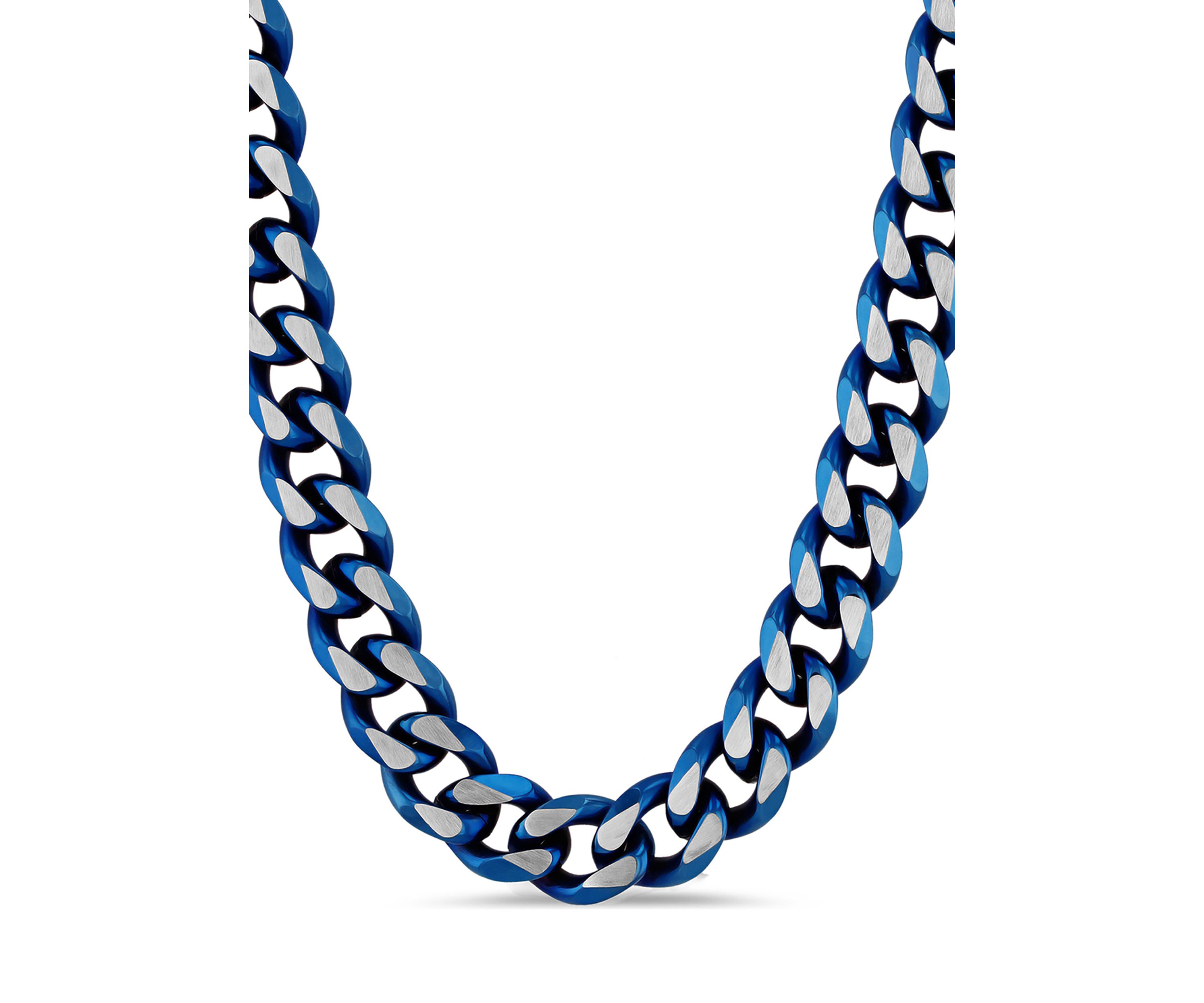 Beveled Curb Link Chain Necklace in Two-Tone Stainless Steel