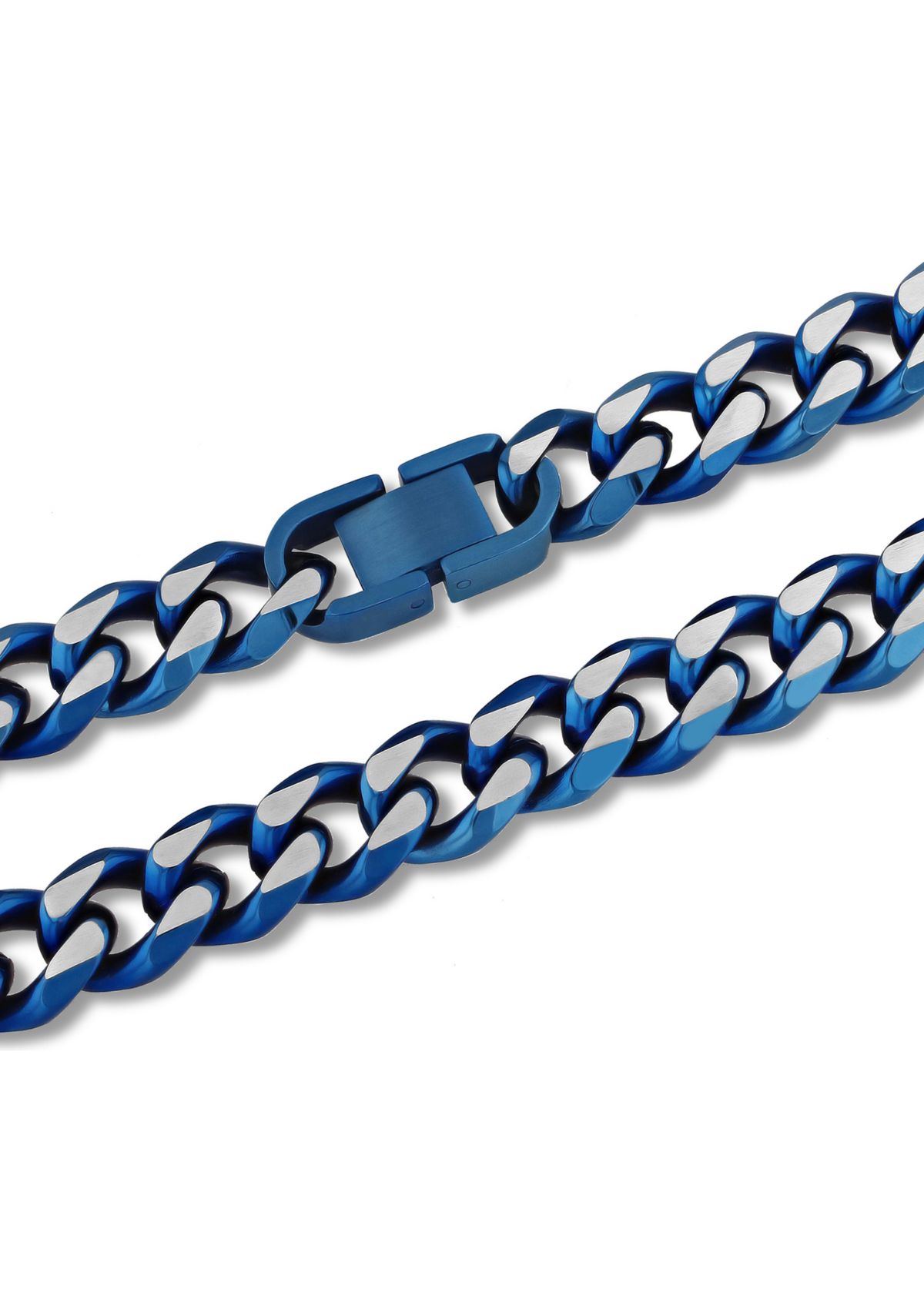 Beveled Curb Link Chain Necklace in Two-Tone Stainless Steel