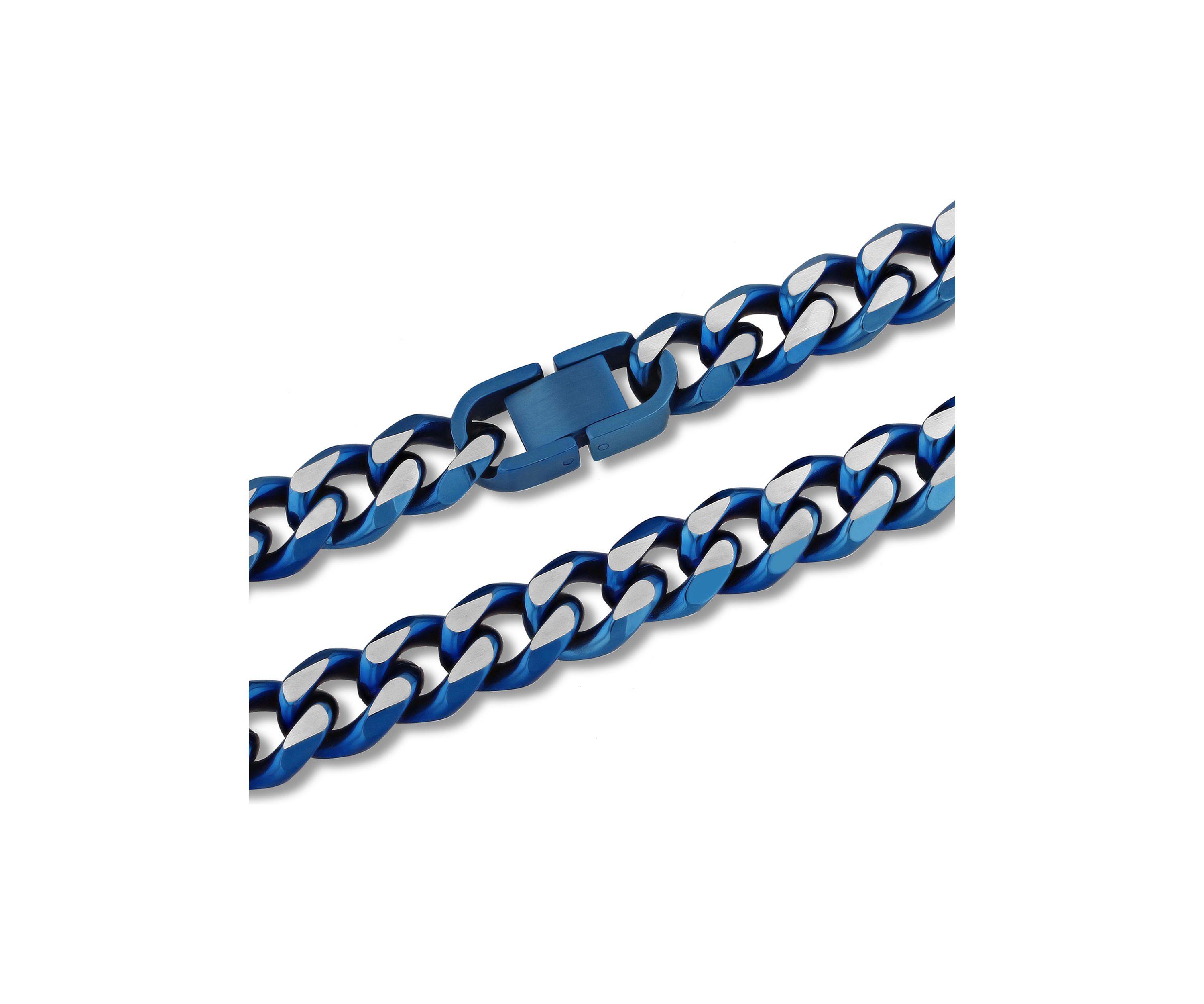 Beveled Curb Link Chain Necklace in Two-Tone Stainless Steel