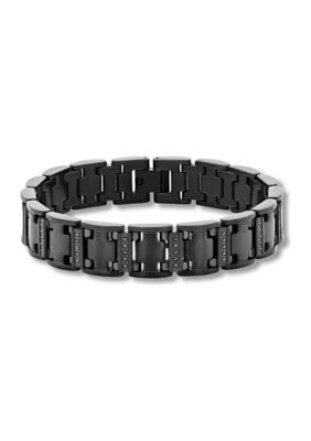 Belk & Co Men's 1/2 Ct. T.w. Black Diamond Link Bracelet In Black Stainless Steel