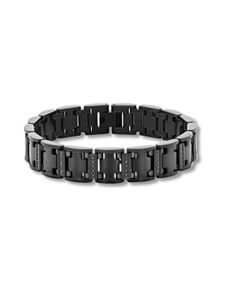 Belk & Co. 1/2 ct. t.w. Black Diamond Link Bracelet in Black Stainless Steel