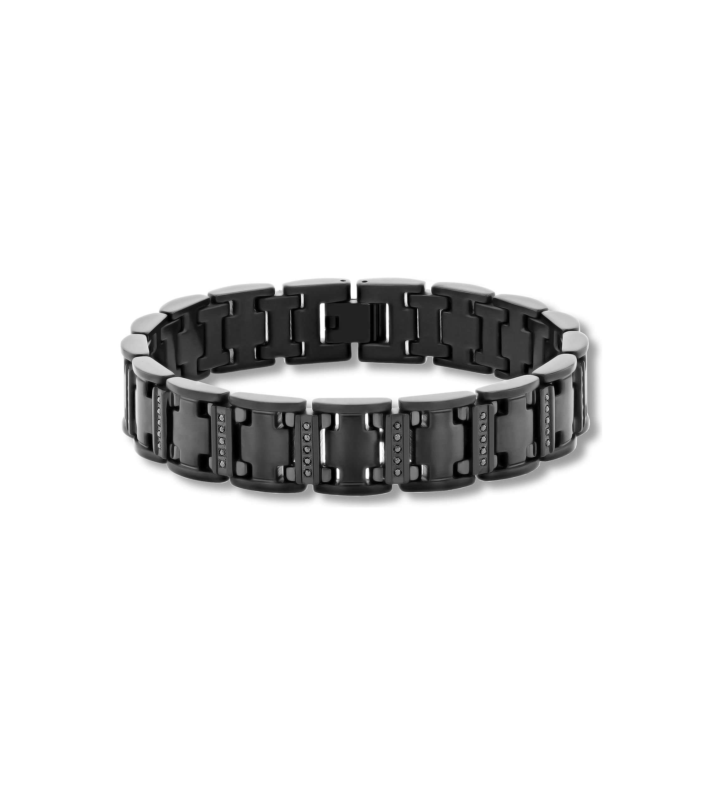 1/2 ct. t.w. Black Diamond Link Bracelet in Black Stainless Steel
