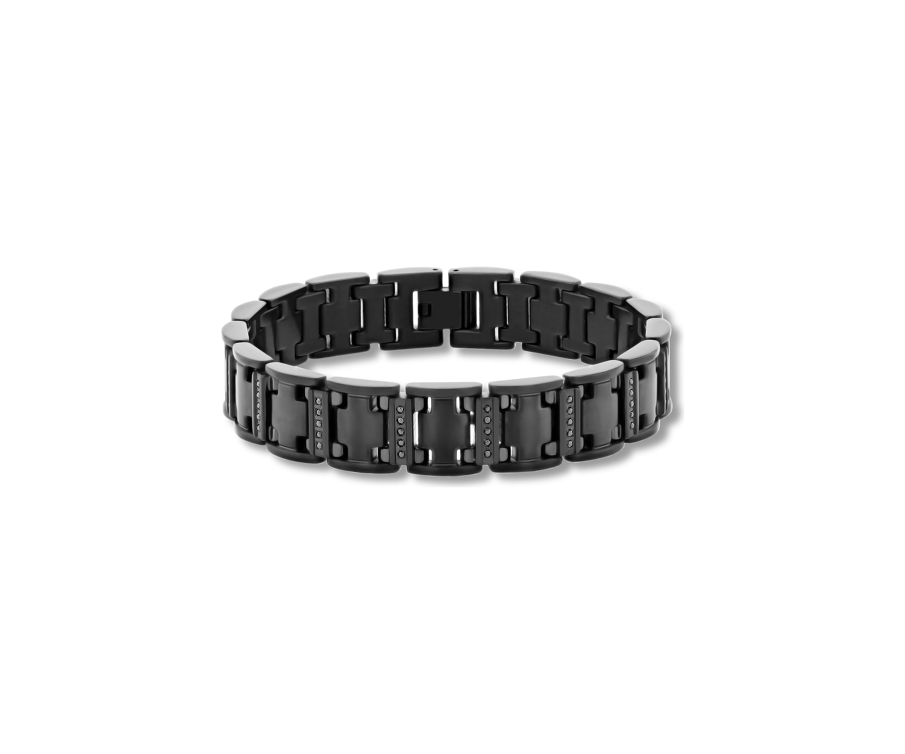 1/2 ct. t.w. Black Diamond Link Bracelet in Black Stainless Steel