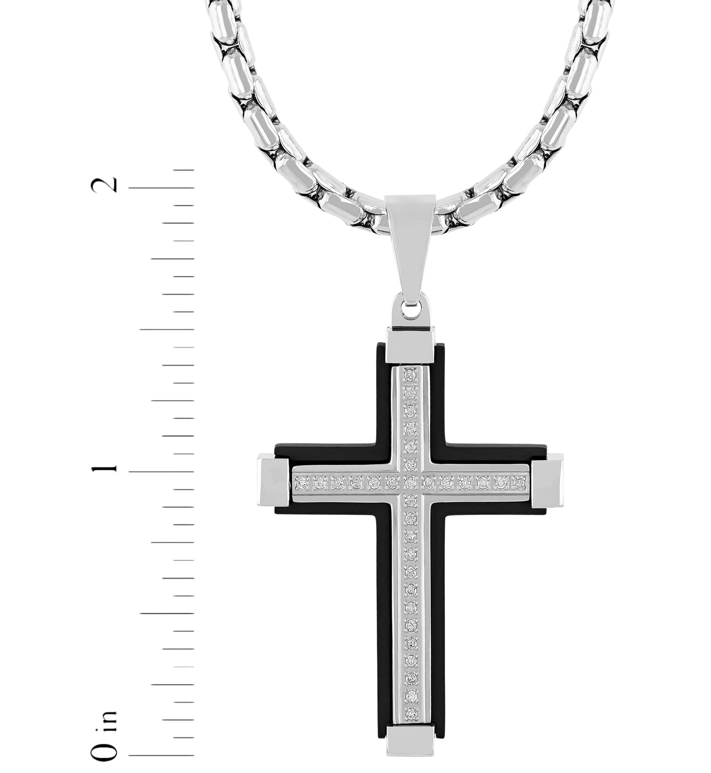 .16CTW Diamond Stainless Steel Black Finish Cross Pendant