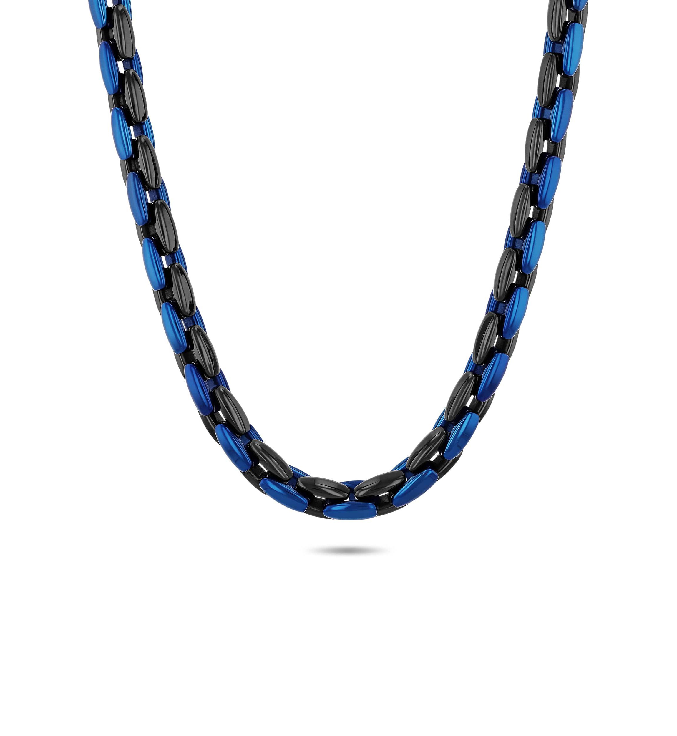 Stainless Steel Blue and Black Finish Chain