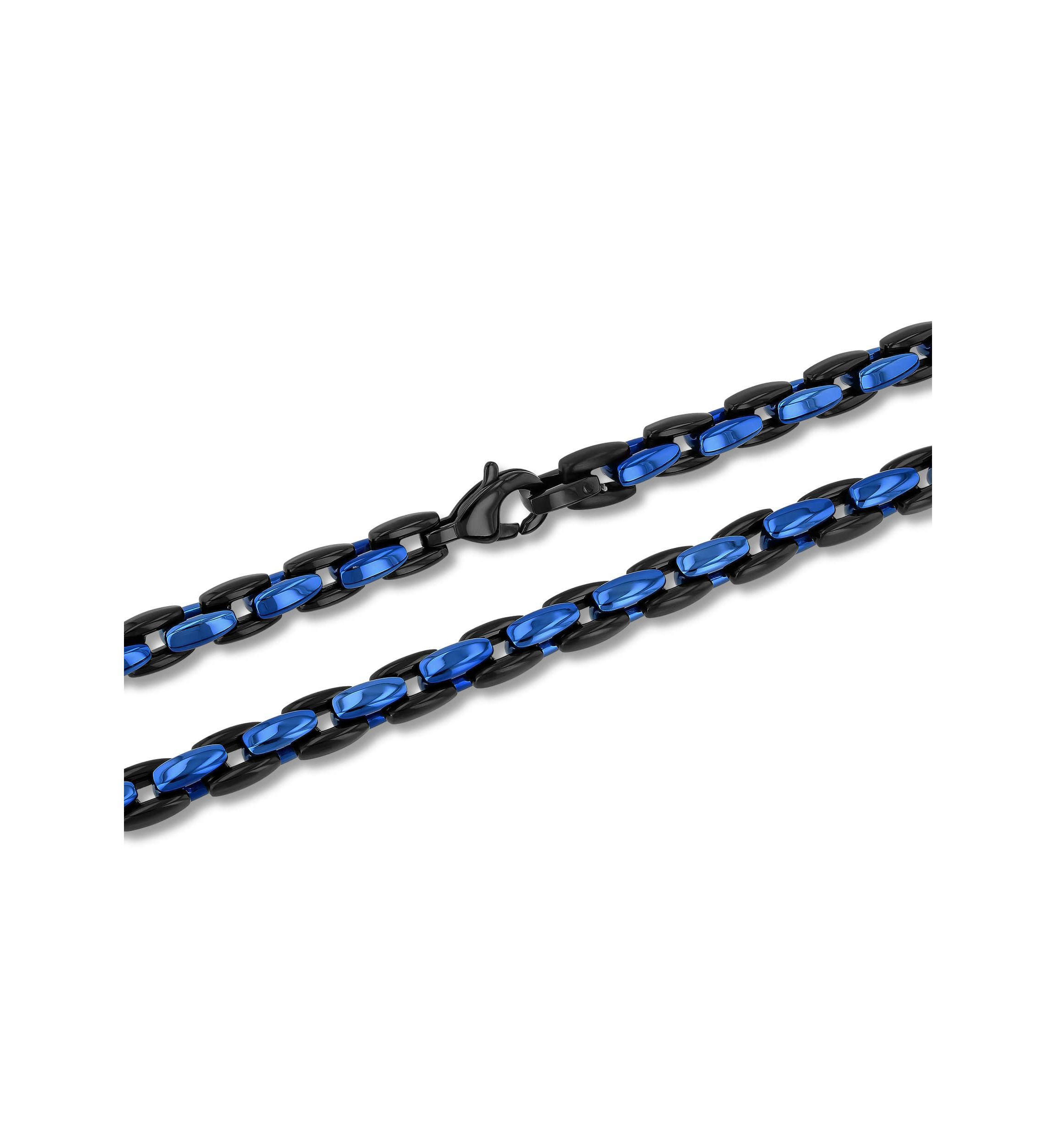 Stainless Steel Blue and Black Finish Chain
