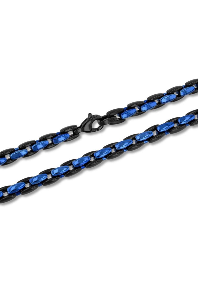 Stainless Steel Blue and Black Finish Chain