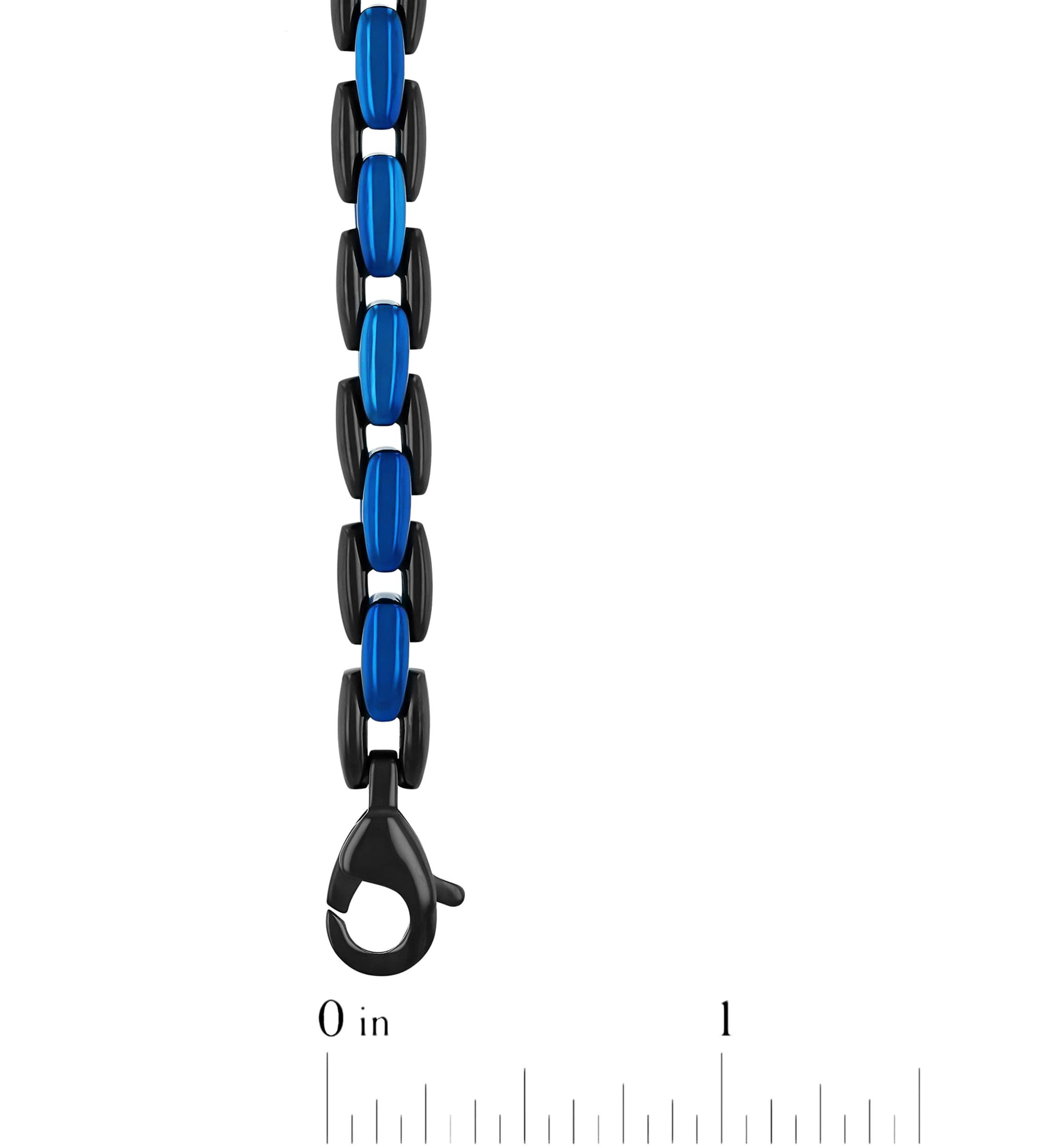 Stainless Steel Blue and Black Finish Chain